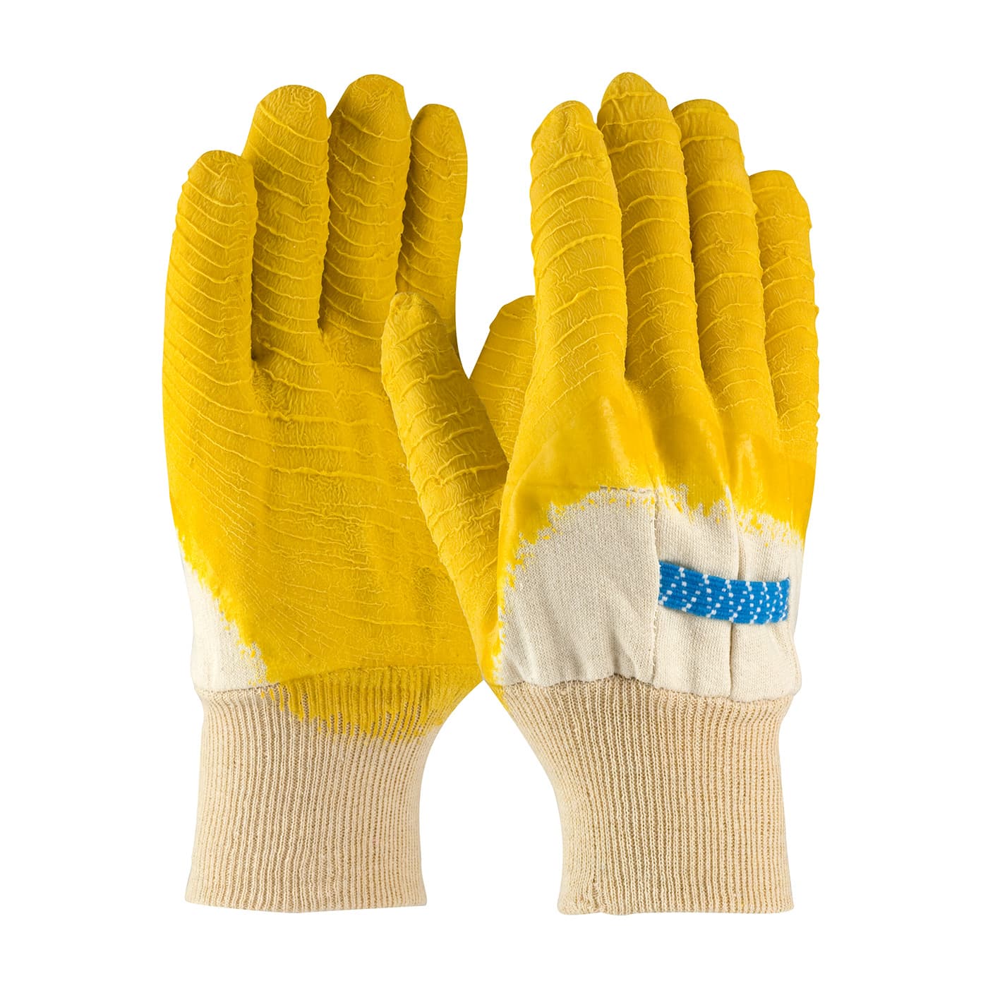 Latex Coated Glove with Jersey Liner and Crinkle Finish on Palm, Fingers & Knuckles - Knit Wrist, Natural (55-3271) - MENS