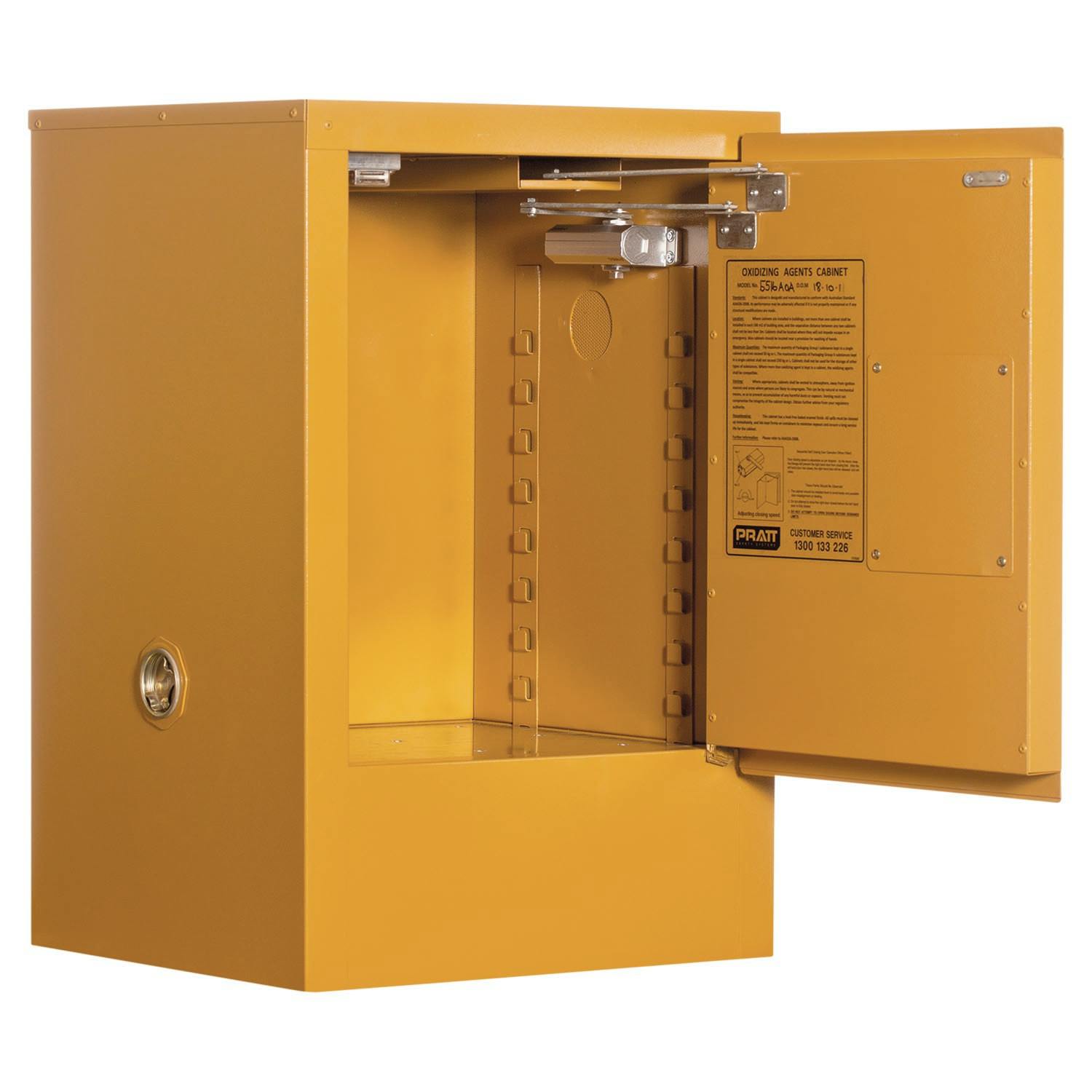 Pratt Class 4 Dangerous Goods Storage Cabinet: 30L - 1 Door - 1 Shelf