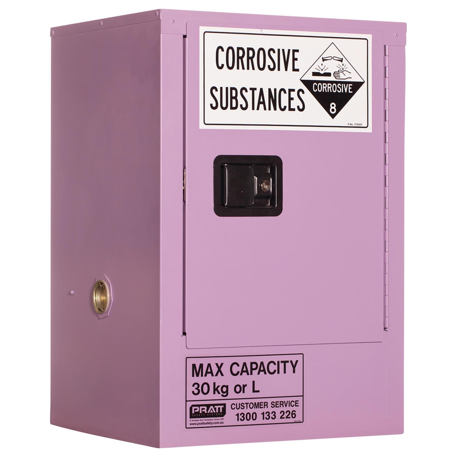 Pratt Corrosive Substance Storage Cabinet: Metal - 30L - 1 Door - 1 Shelf