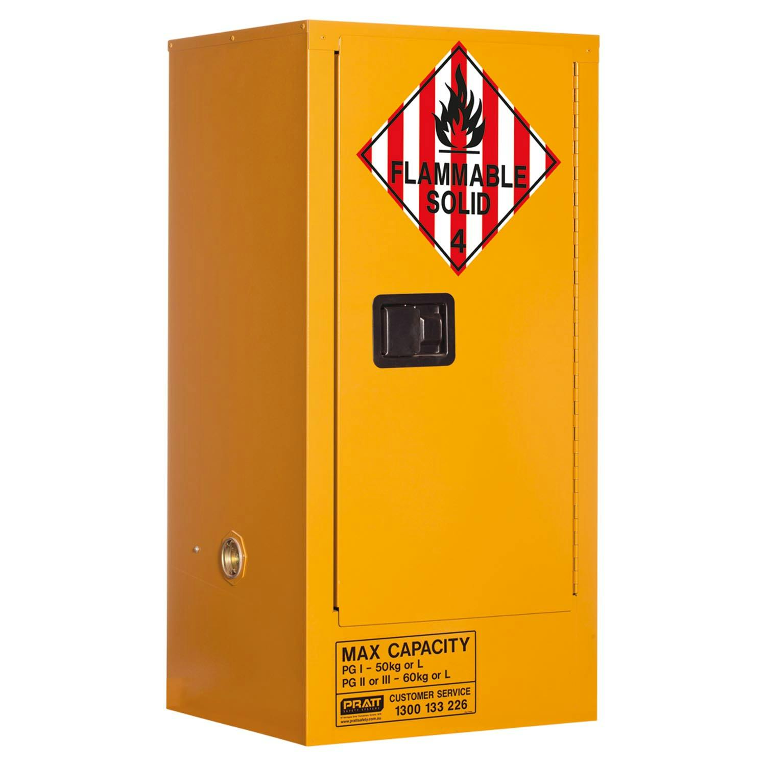 Pratt Class 4 Dangerous Goods Storage Cabinet: 60L - 1 Door - 2 Shelves