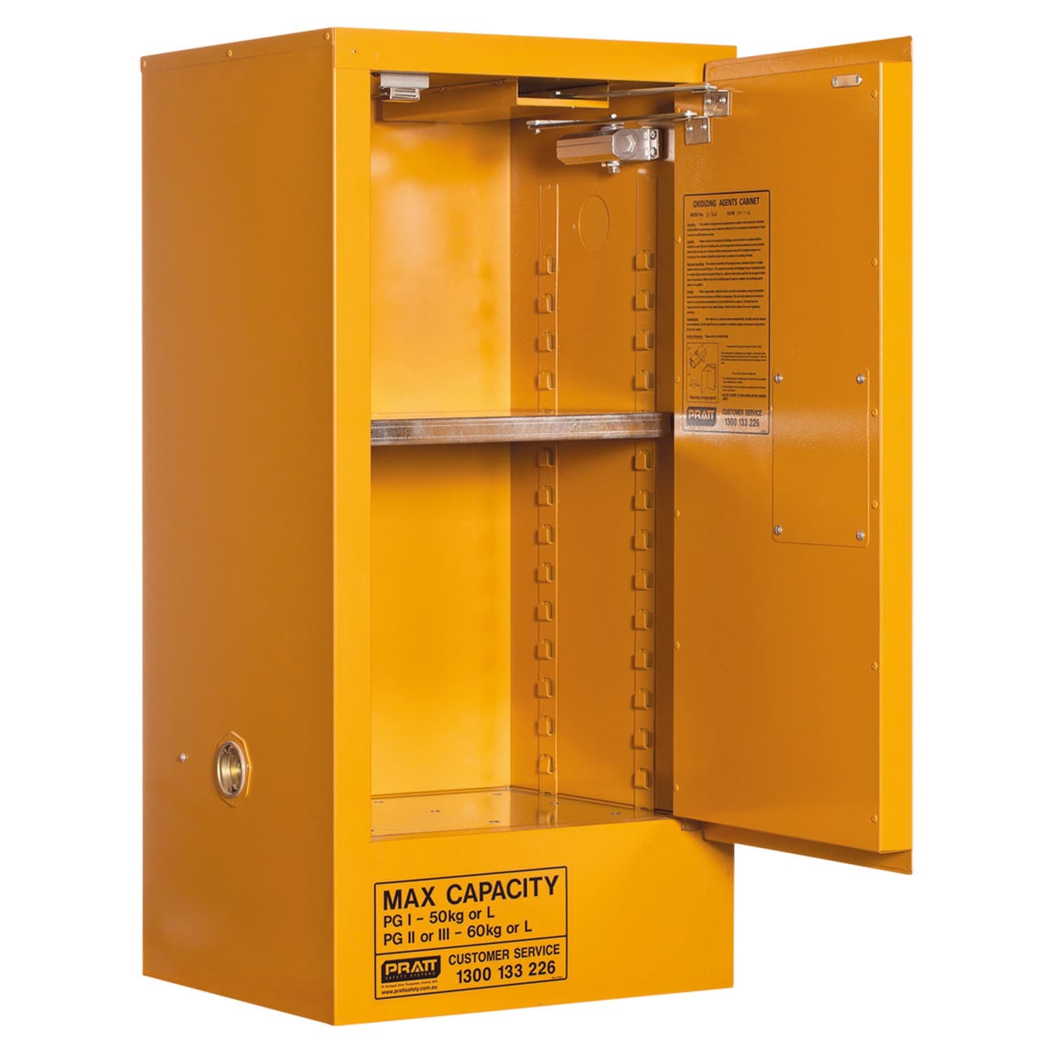 Pratt Oxidizing Agent Storage Cabinet: 60L - 1 Door - 2 Shelves