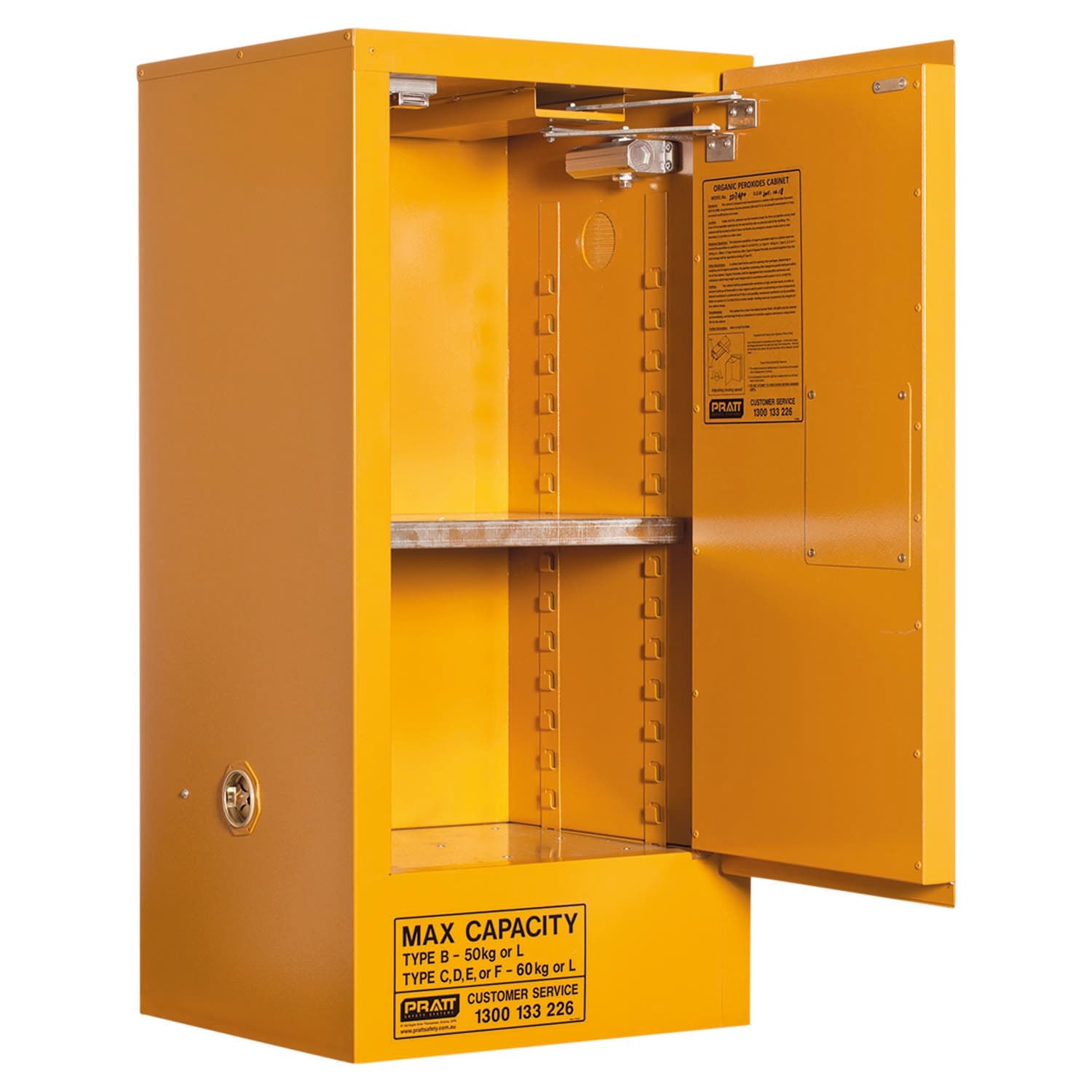 Pratt Organic Peroxide Storage Cabinet: 60L - 1 Door - 2 Shelves