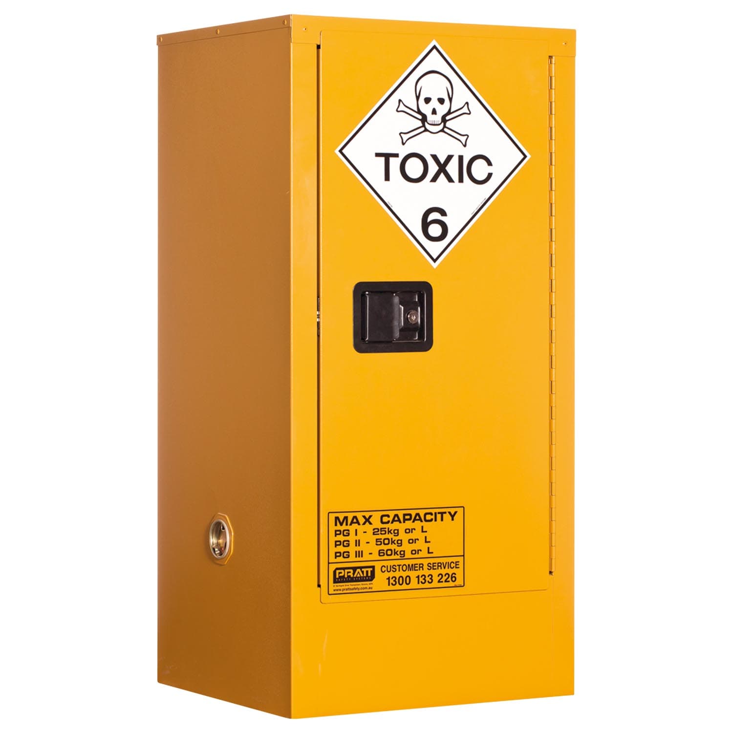 Pratt Toxic Substance Storage Cabinet: 60L - 1 Door - 2 Shelves