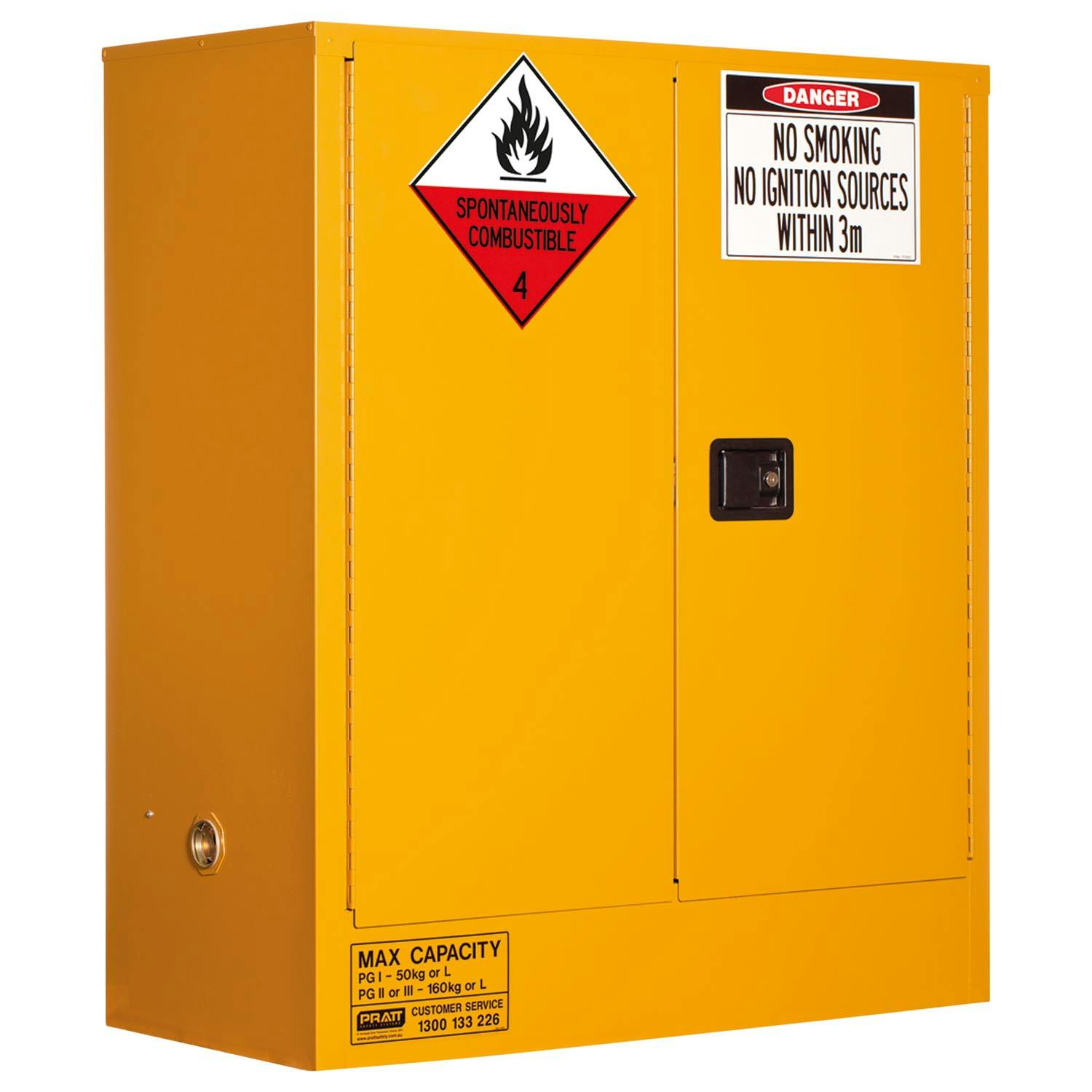 Pratt Class 4 Dangerous Goods Storage Cabinet: 160L - 2 Doors - 2 Shelves