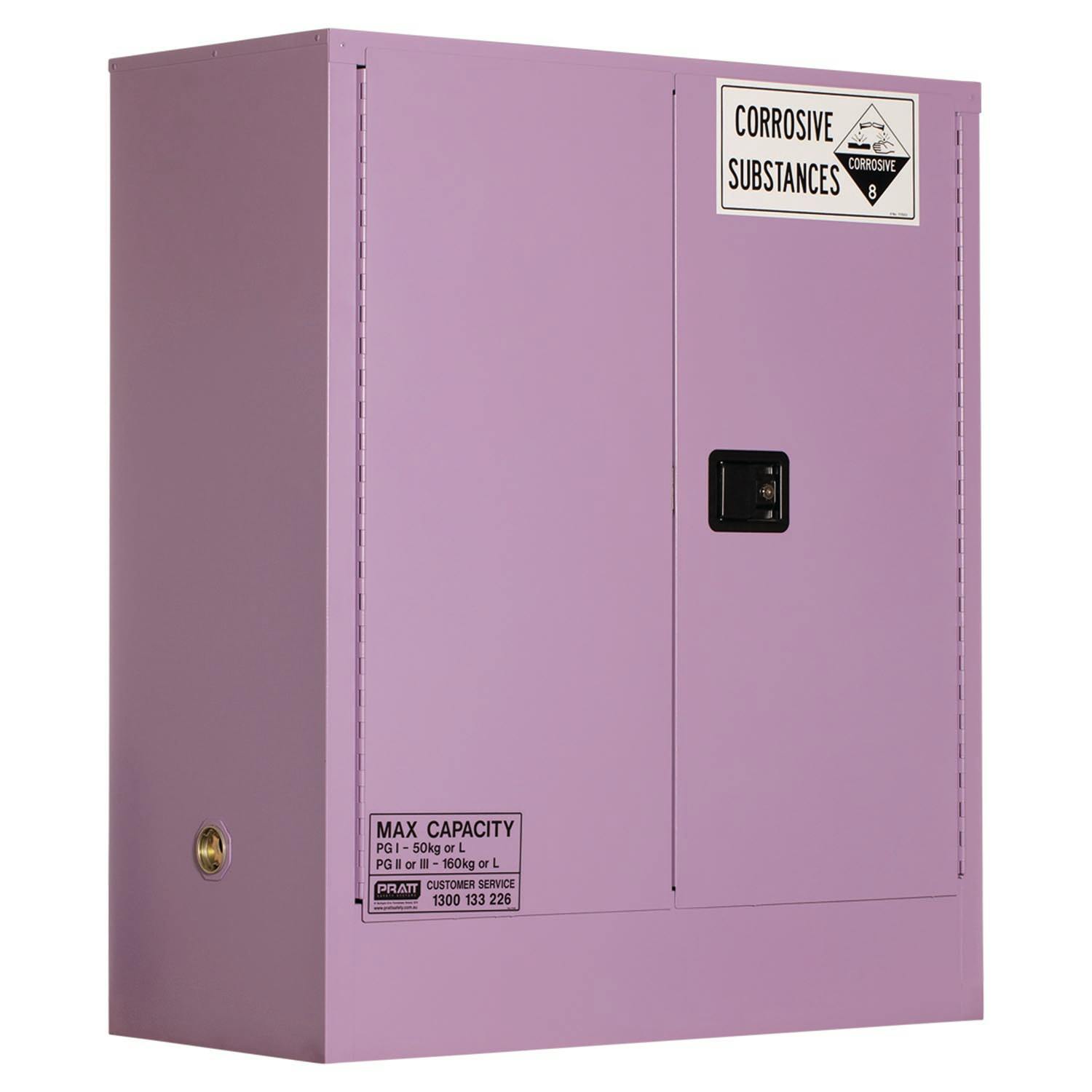 Pratt Corrosive Substance Storage Cabinet: Metal - 160L - 2 Doors - 2 Shelves