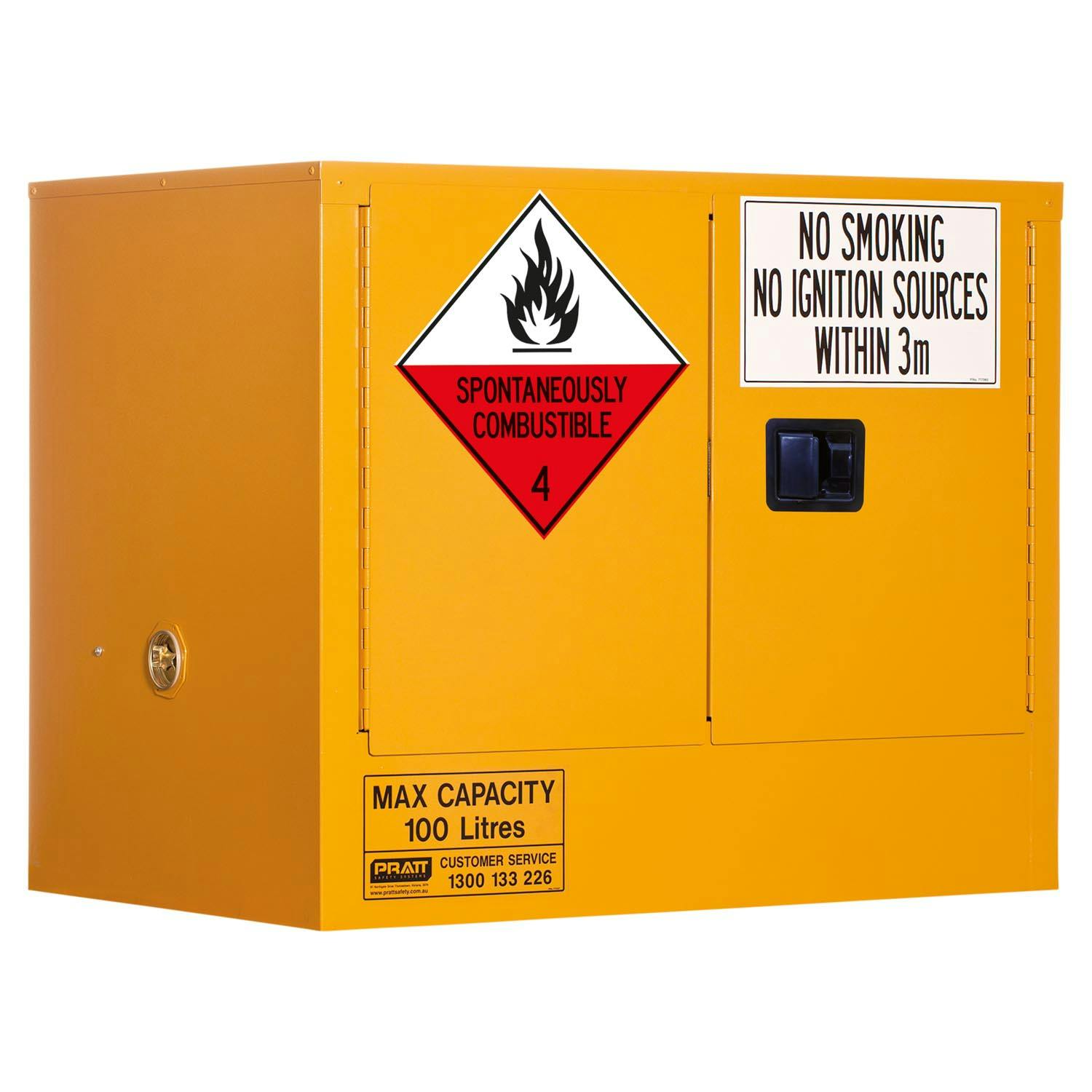 Pratt Class 4 Dangerous Goods Storage Cabinet: 100L - 2 Doors - 1 Shelf
