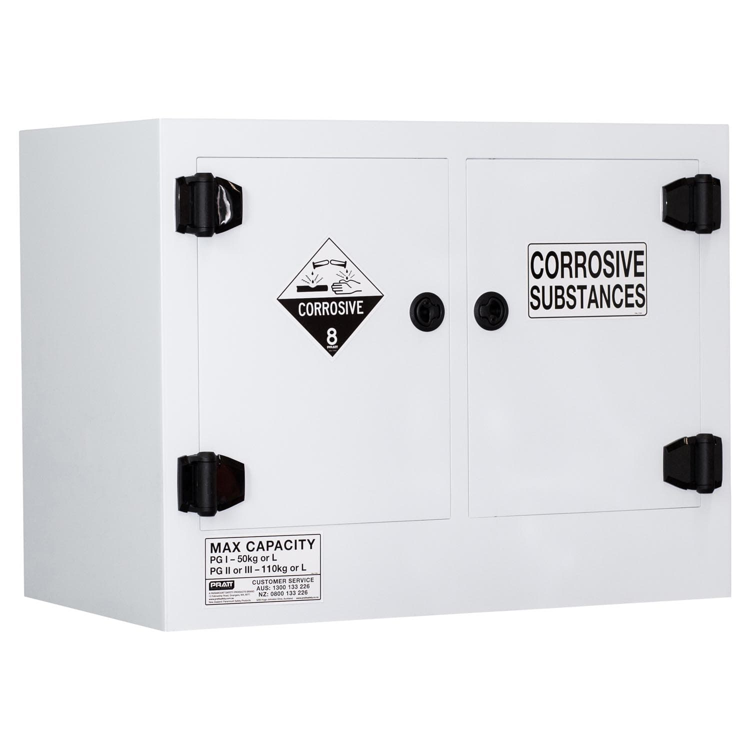 Pratt Corrosive Substance Storage Cabinet: Polypropylene - 110L - 2 Doors - 2 Shelves_0