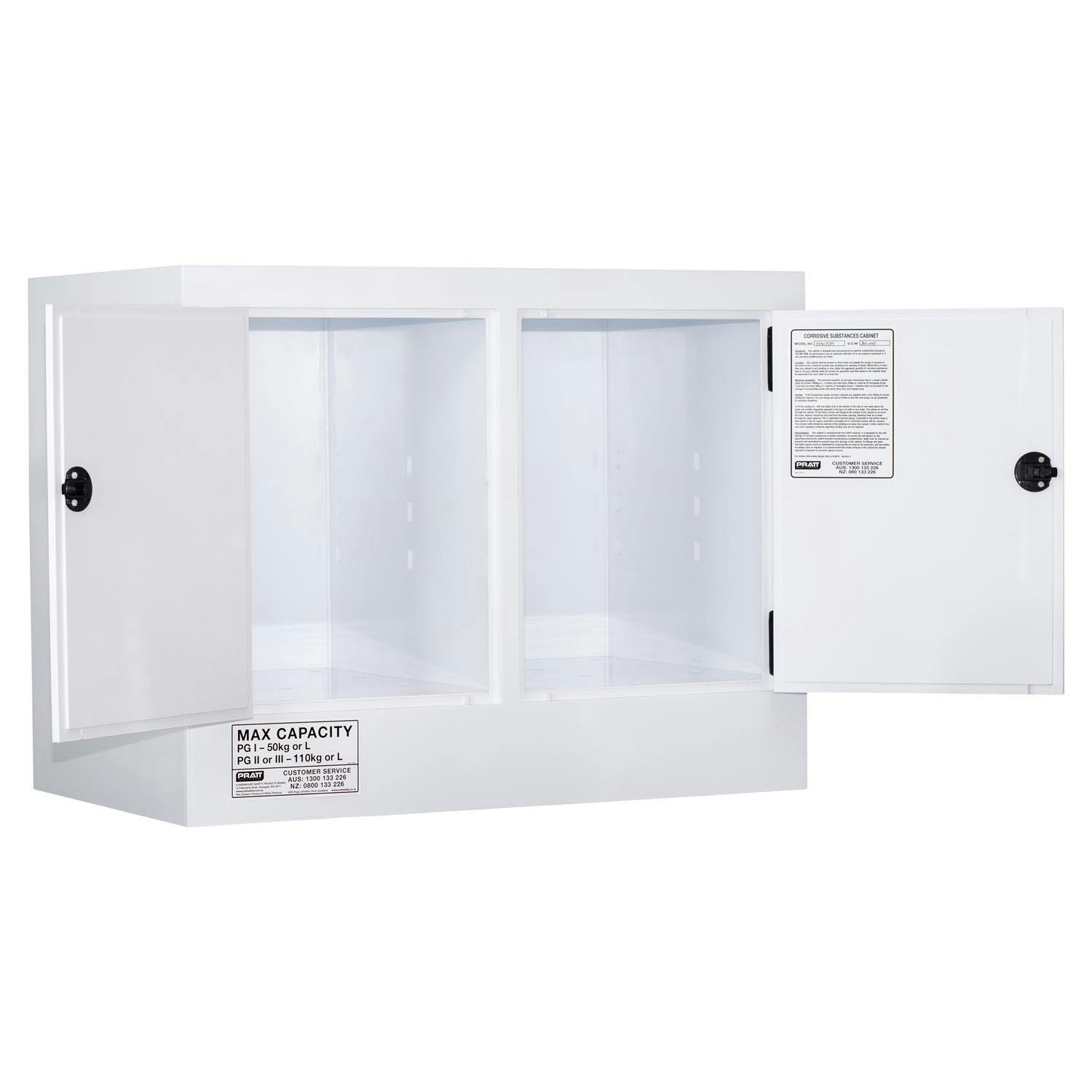 Pratt Corrosive Substance Storage Cabinet: Polypropylene - 110L - 2 Doors - 2 Shelves_1