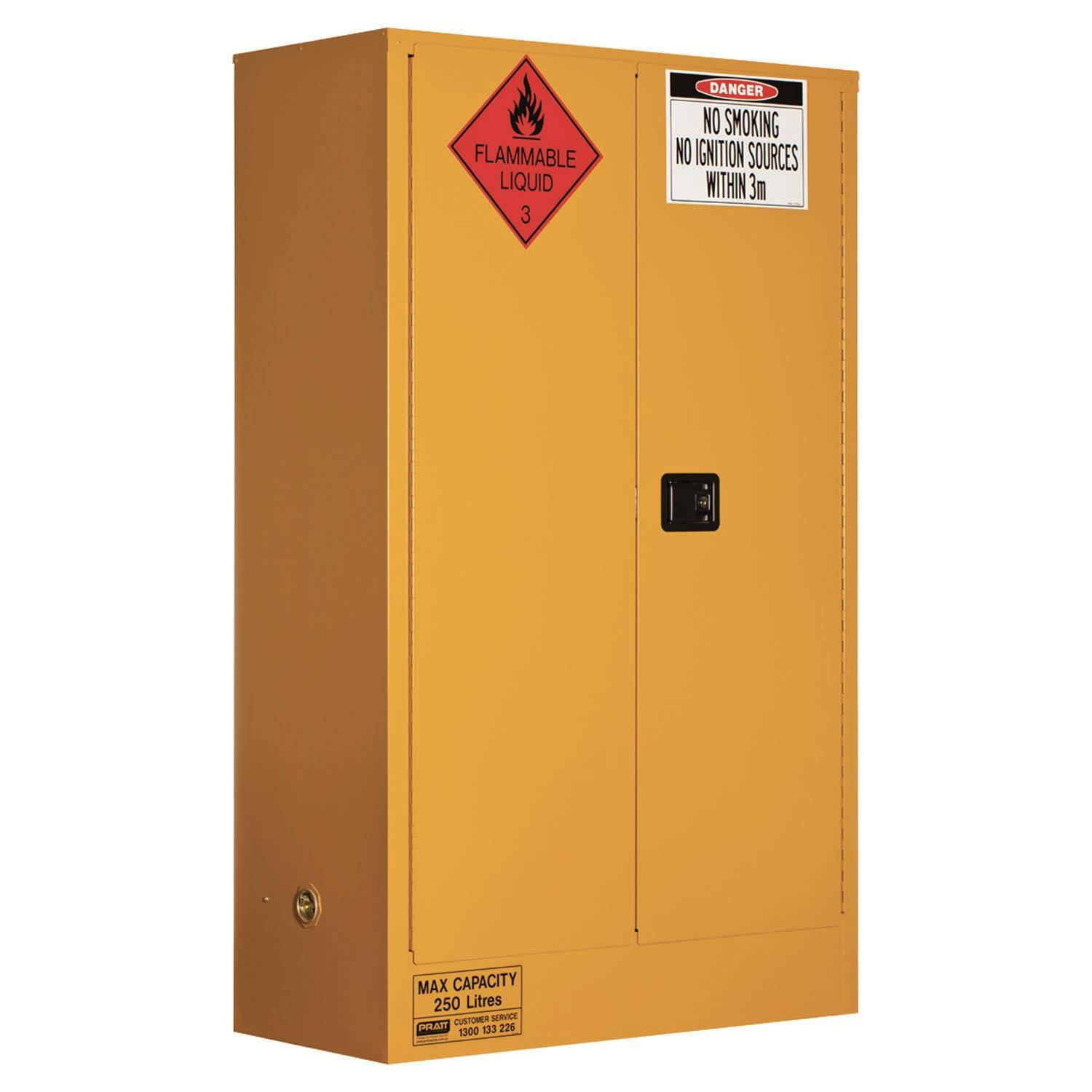 Pratt Flammable Liquid Storage Cabinet: 250L - 2 Doors - 3 Shelves