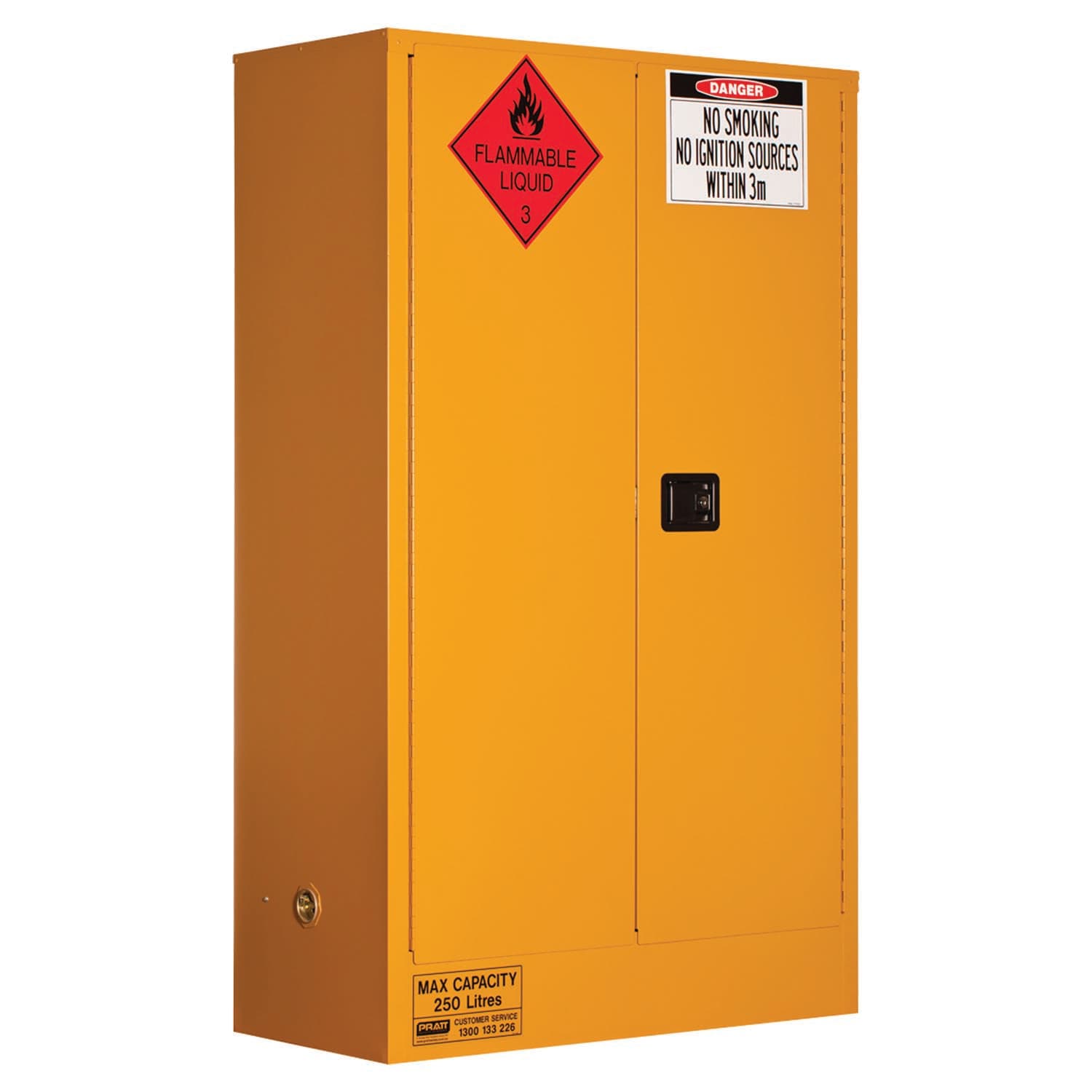 Pratt Flammable Liquid Storage Cabinet: 250L - 2 Doors - 3 Shelves_0