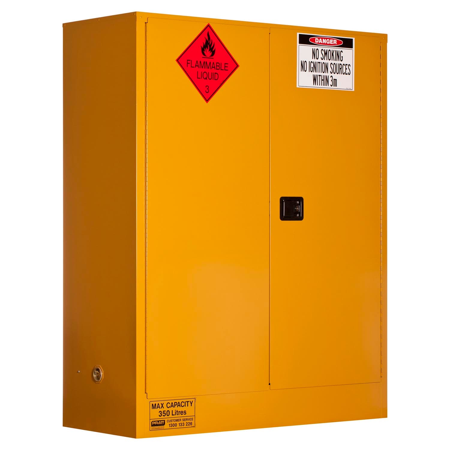 Pratt Flammable Liquid Storage Cabinet: 350L - 2 Doors - 3 Shelves