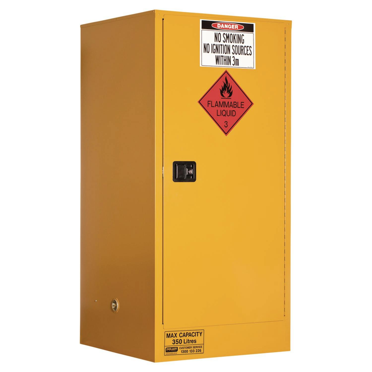 Pratt Flammable Liquid Storage Cabinet: 350L - 1 Door - 3 Shelves