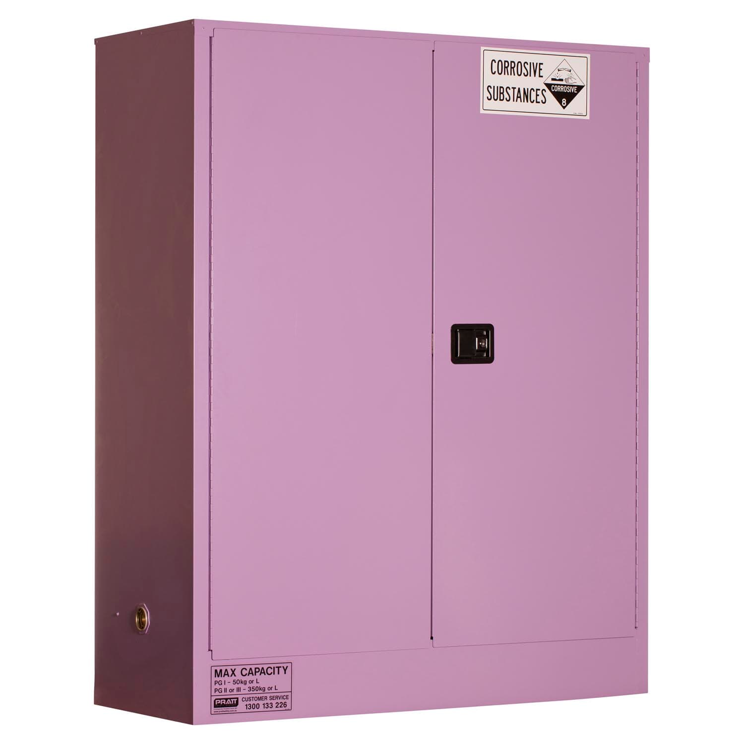 Pratt Corrosive Substance Storage Cabinet: Metal - 350L - 2 Doors - 3 Shelves