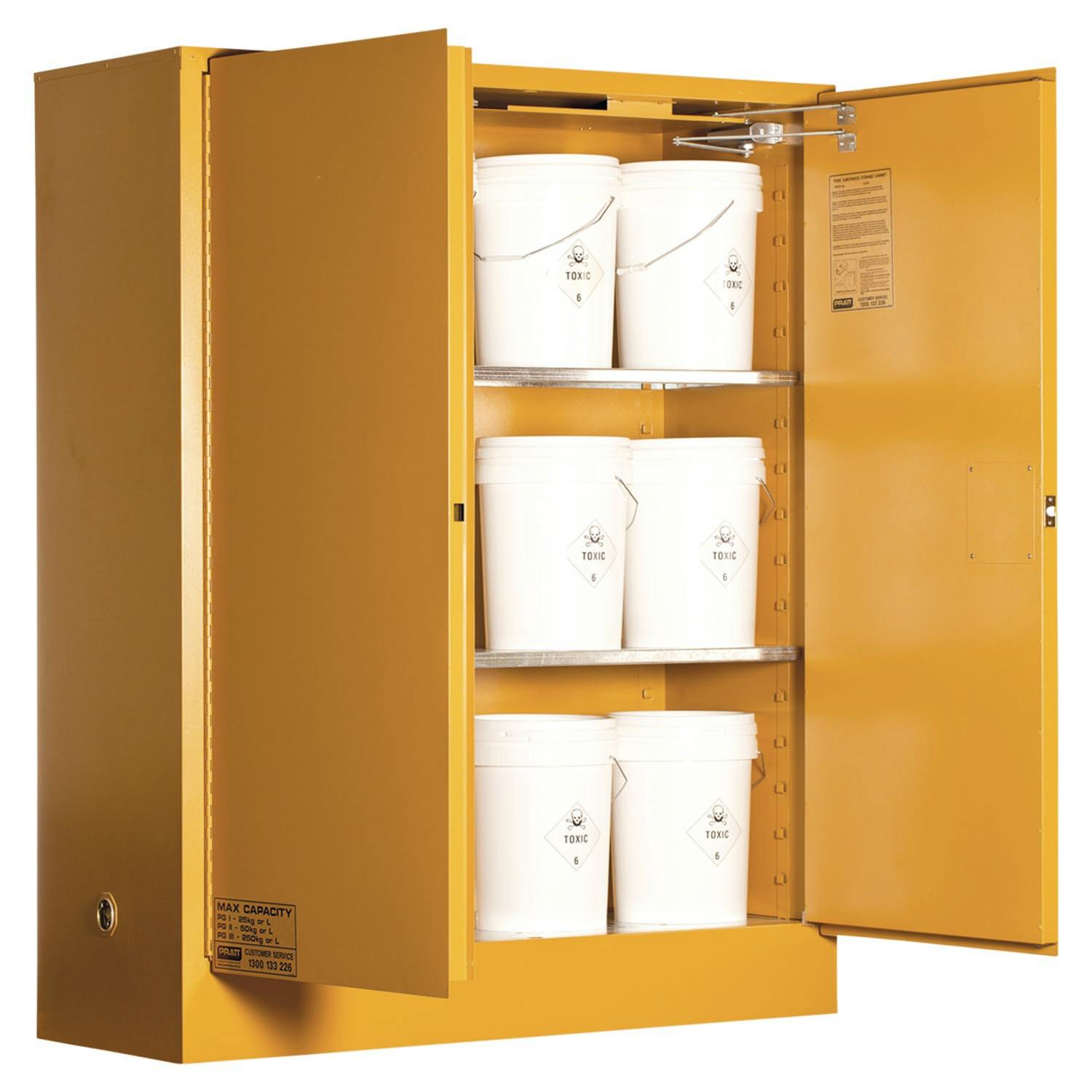 Pratt Toxic Substance Storage Cabinet: 250L Xl - 2 Doors - 3 Shelves_1