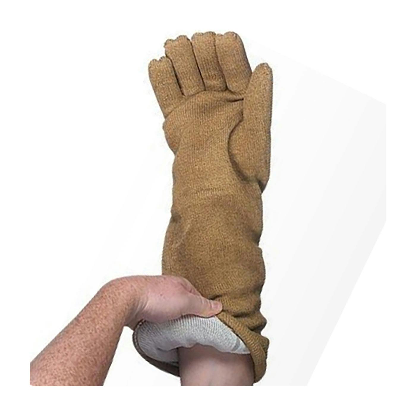 Heat & Cold Resistant Electrostatic Dissipative (ESD) Glove with PBI® Outer Shell and Nylon / Wool Lining - 18", Brown (55G) - L