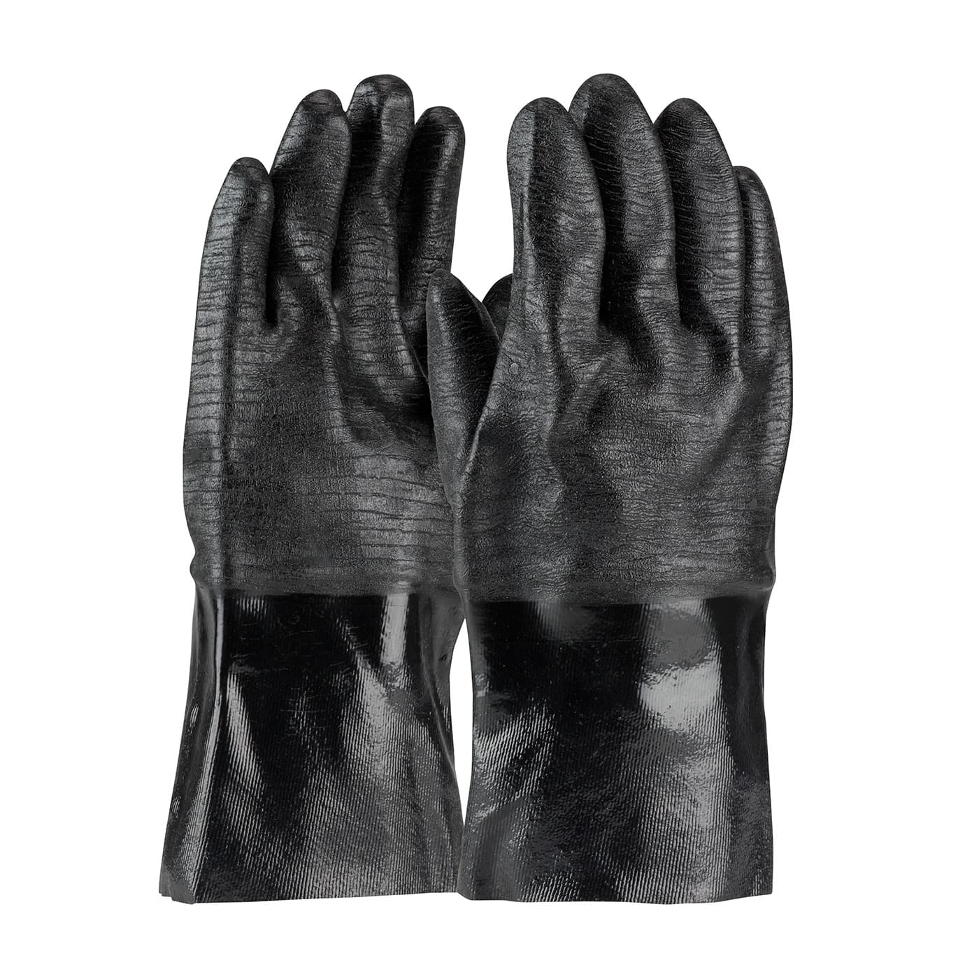 Neoprene Coated Glove with Interlock Liner and Etched Rough Finish - 12in., Black (57-8630R) - L