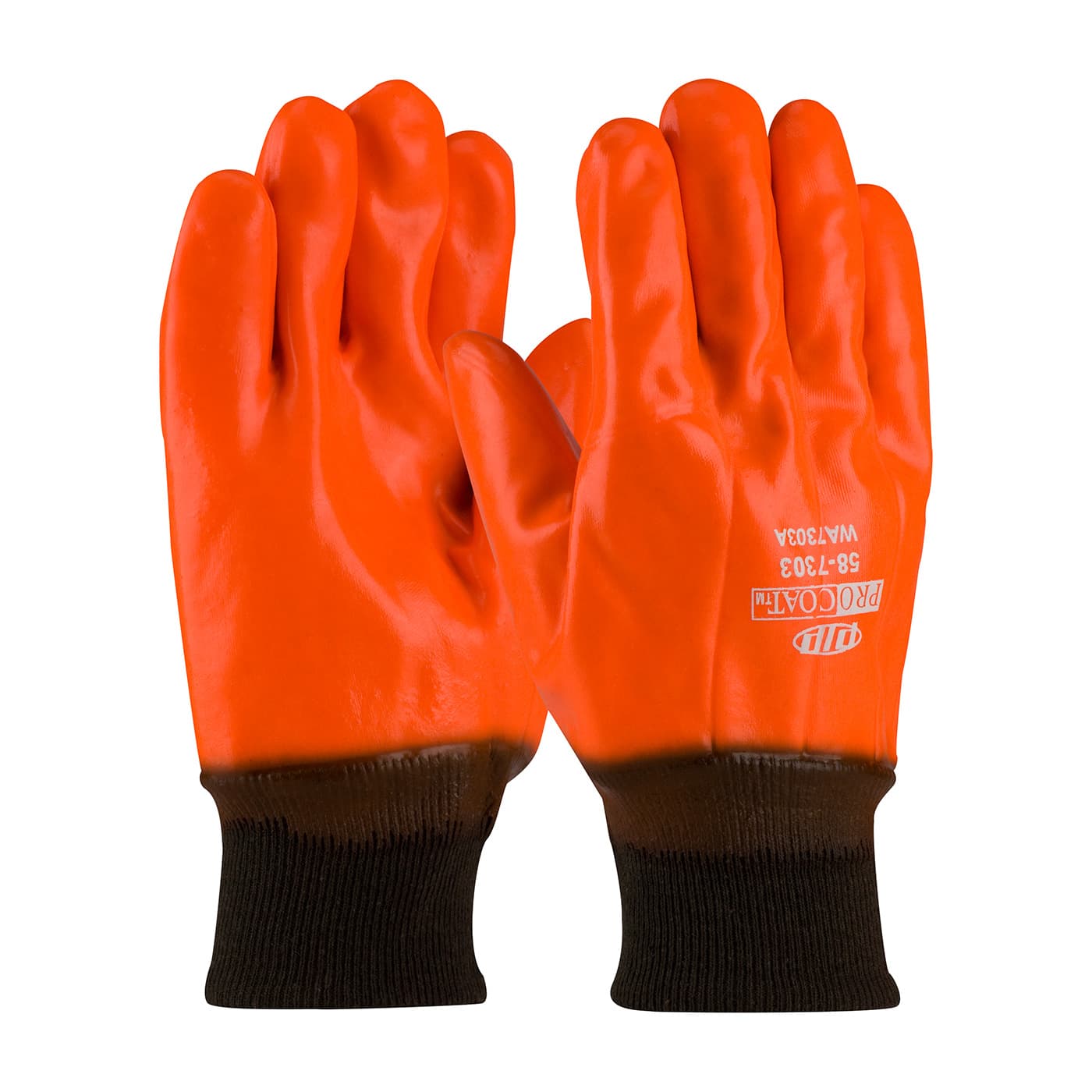 Supported Pvc, Foam Lined, Hv Orn., Smooth, Knit Wrist