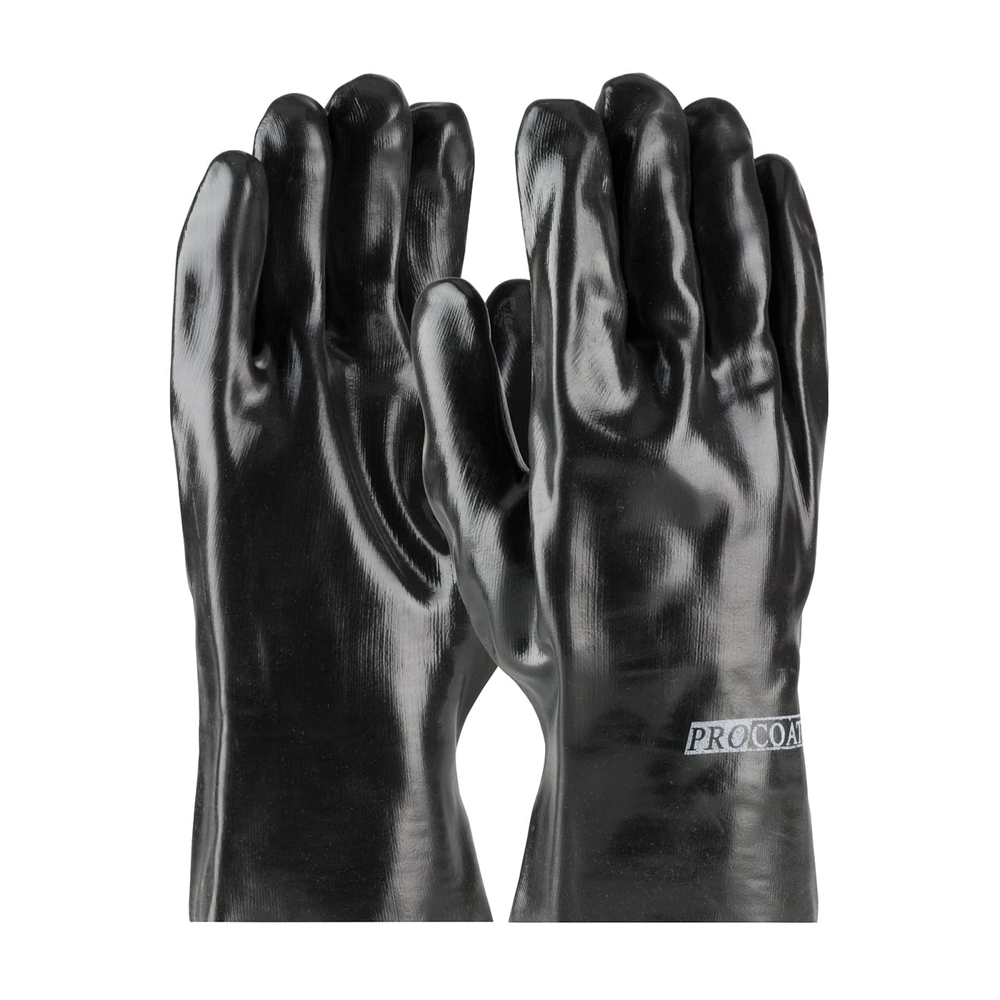 Premium PVC Dipped Glove with Interlock Liner and Smooth Finish - 10in. Length, Black (58-8020) - MENS