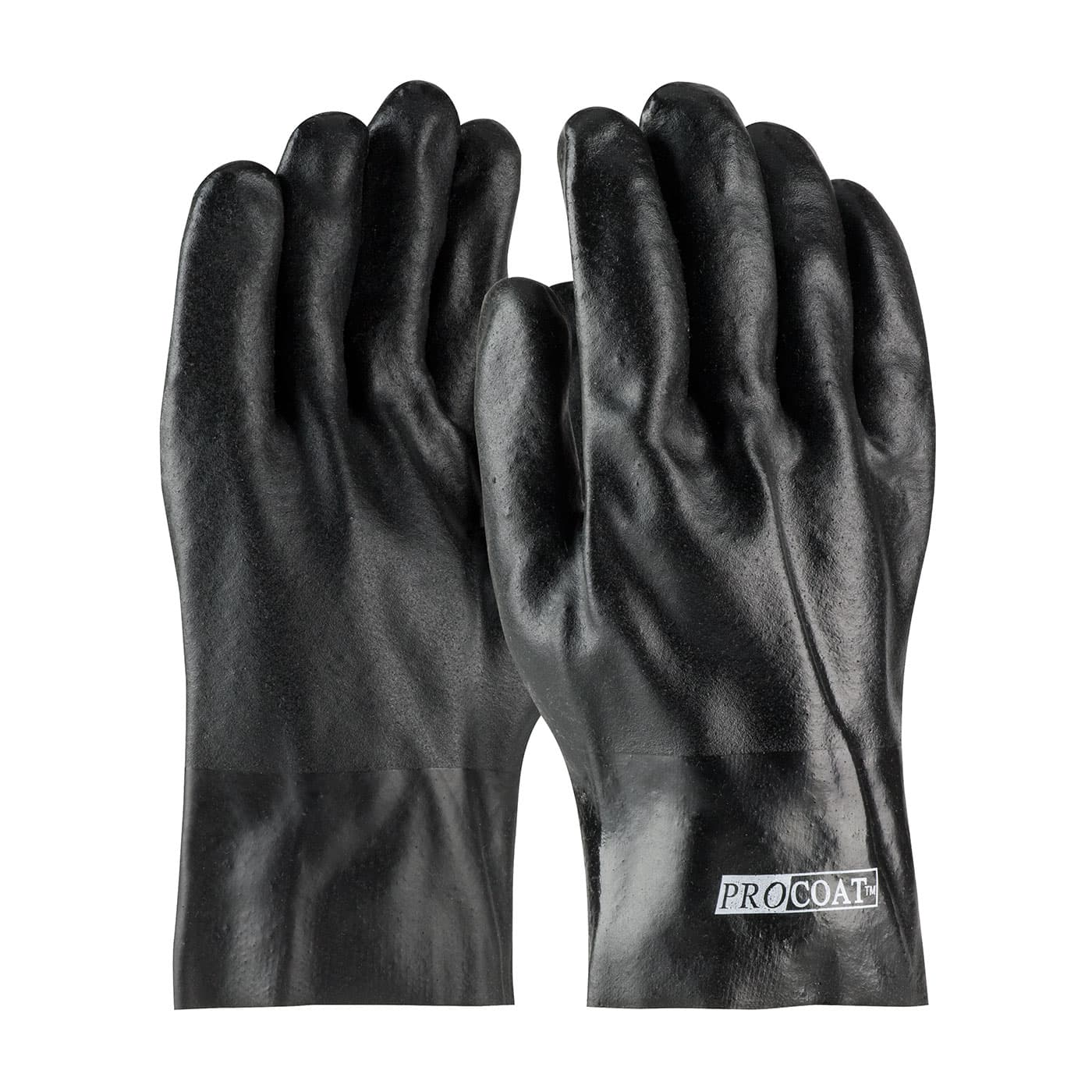 Premium PVC Dipped Glove with Jersey Liner and Rough Acid Finish - 10in. Length, Black (58-8020DD) - MENS_0