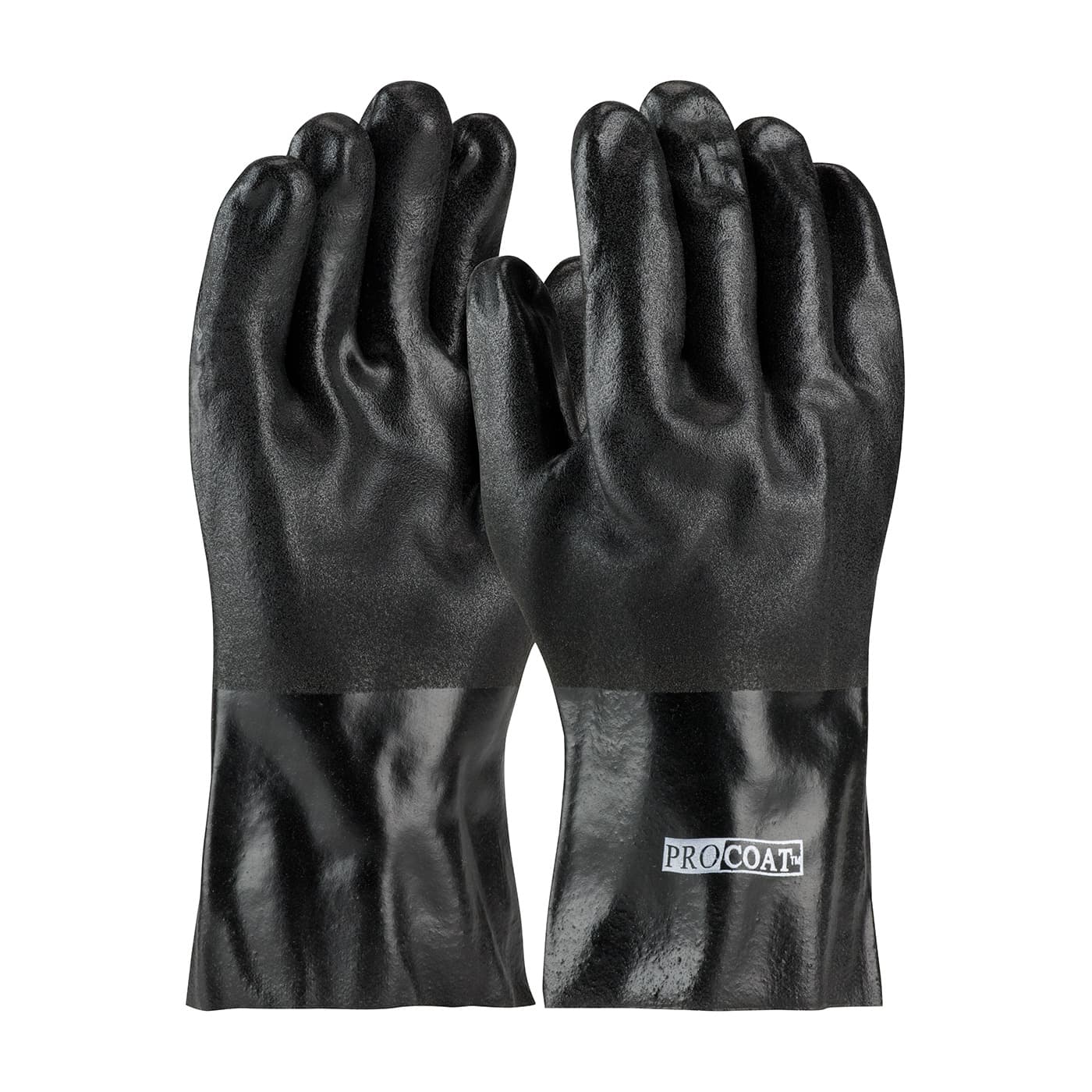 Premium PVC Dipped Glove with Jersey Liner and Rough Sandy Finish - 12in. Length, Black (58-8230DD) - MENS