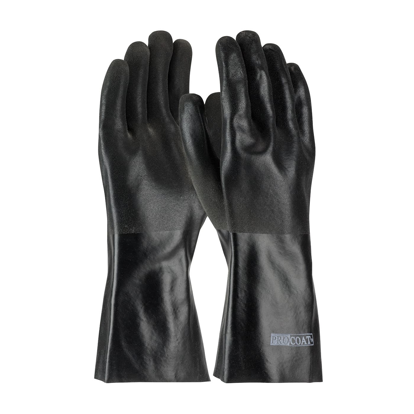 Premium PVC Dipped Glove with Jersey Liner and Rough Sandy Finish - 14in. Length, Black (58-8240DD) - MENS