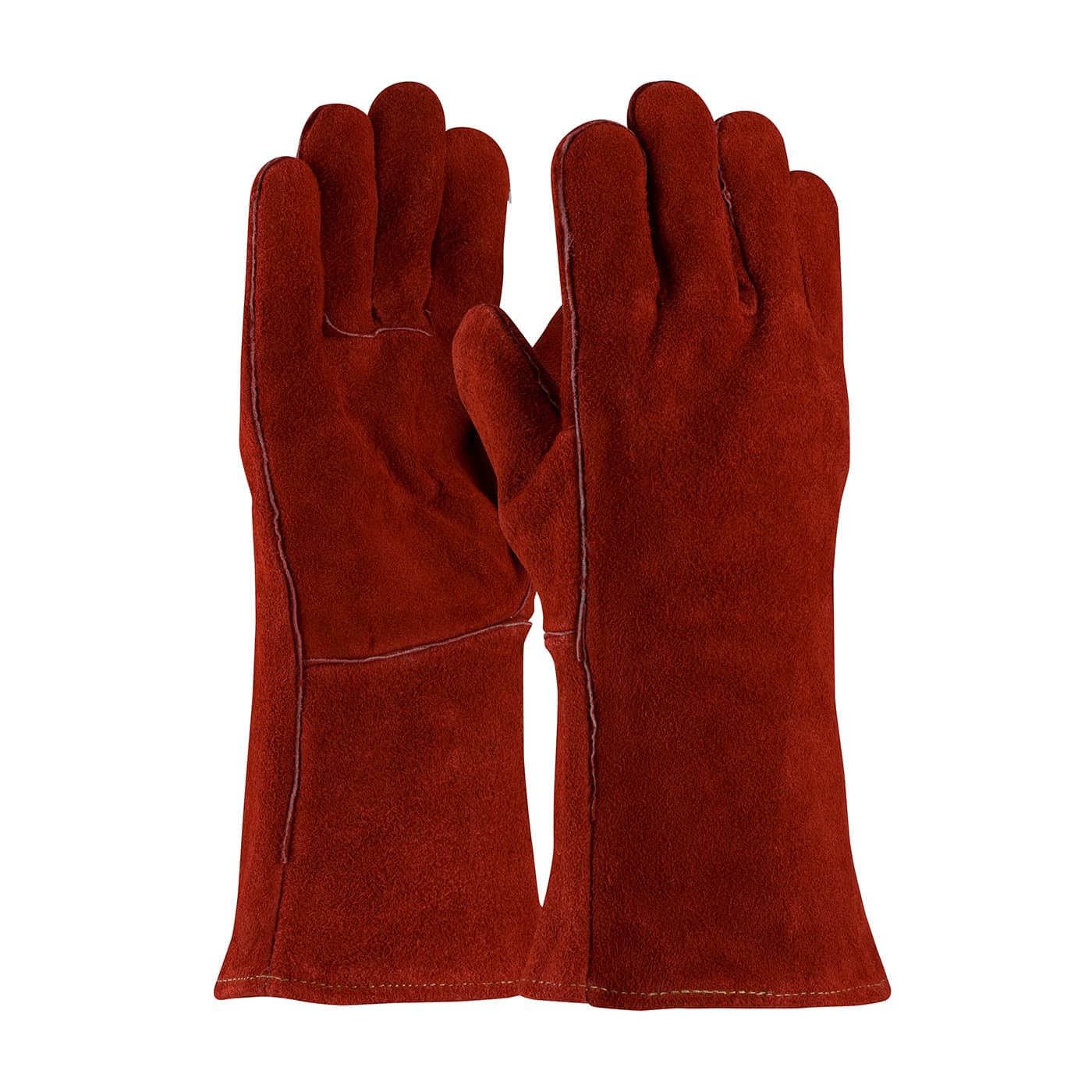 Economy Grade Split Cowhide Leather Welder's Glove with Cotton Lining, Red (73-7015A) - L