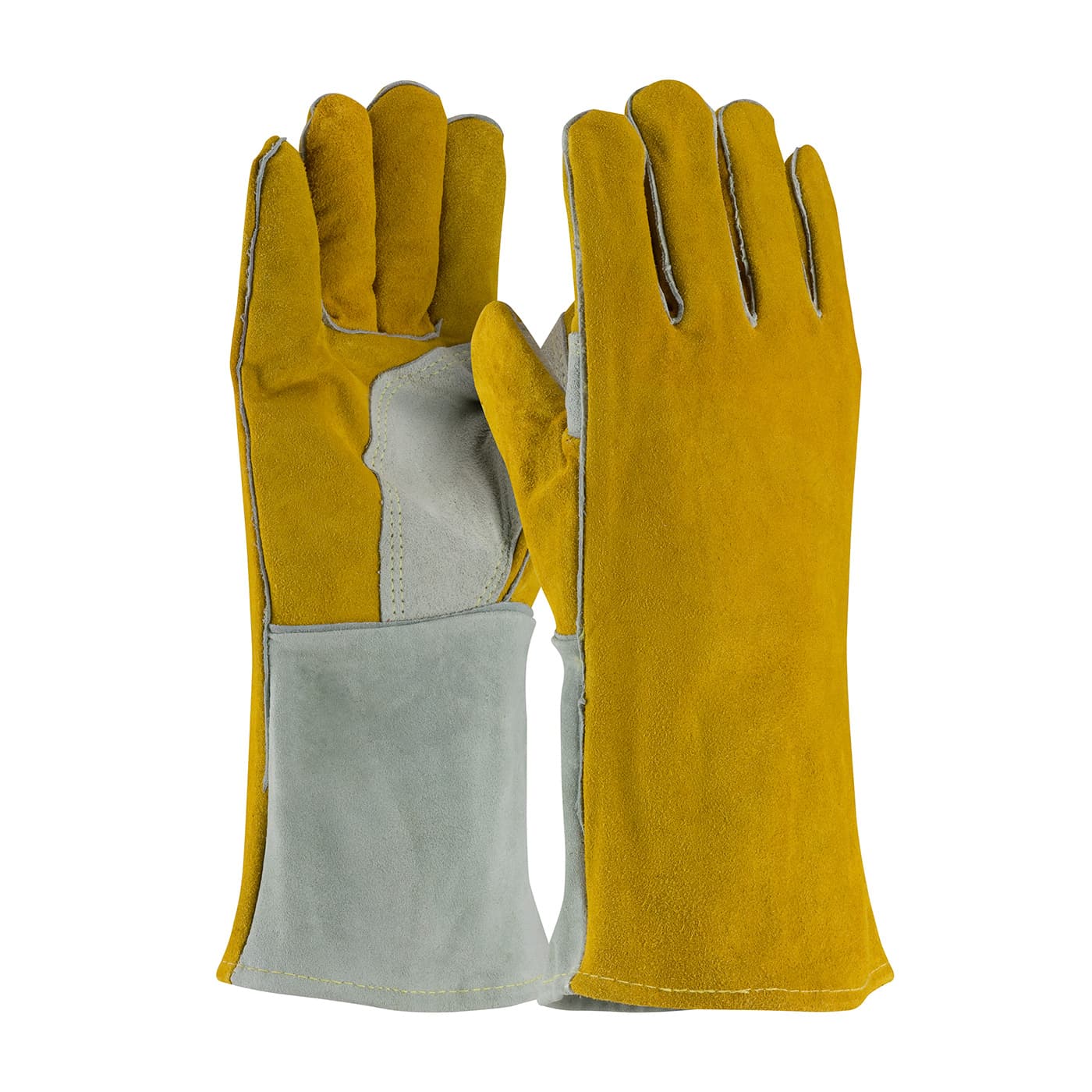 Superior Grade Split Cowhide Leather Welder's Glove with Cotton/Foam Lining and DuPont Kevlar Stitching, Gold (73-7150) - L