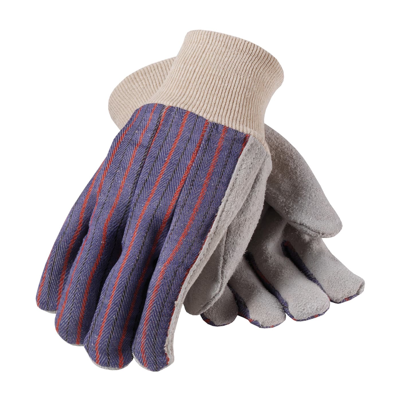 Regular Grade Split Cowhide Leather Palm Glove with Fabric Back - Ladies', Blue (86-4104C) - LADIES_1