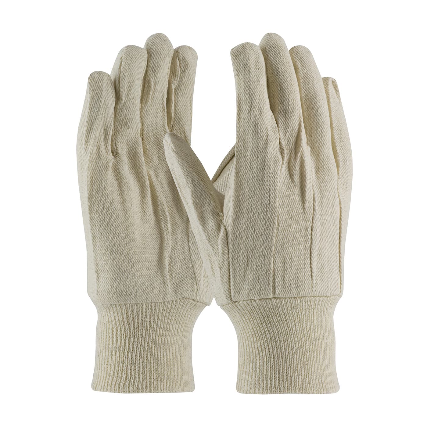 Premium Grade Cotton Canvas Single Palm Glove - Knit Wrist, Natural (90-908) - MENS