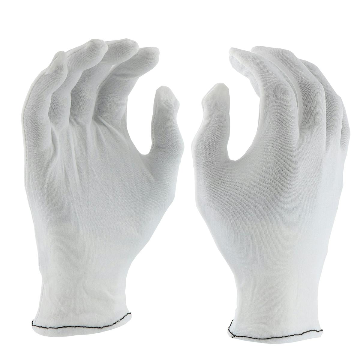 70 Denier Tricot Inspection Glove with Rolled Hem Cuff, White (906) - M