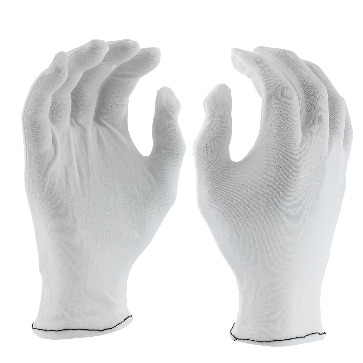 70 Denier Tricot Inspection Glove with Rolled Hem Cuff, White (906) - M_0