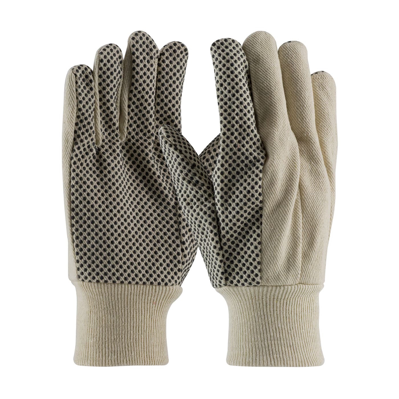 Cotton/Poly Canvas, 10 Oz Economy Grade, Black Pvc Dot Grip, Natural, Mens