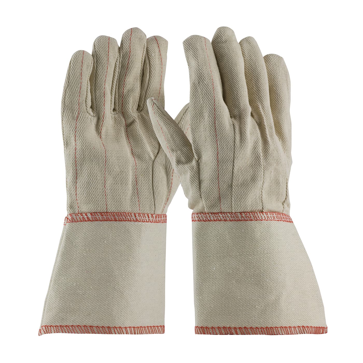 Cotton Canvas Double Palm Glove with Nap-In Finish - Gauntlet Cuff, Natural (92-918G) - MENS