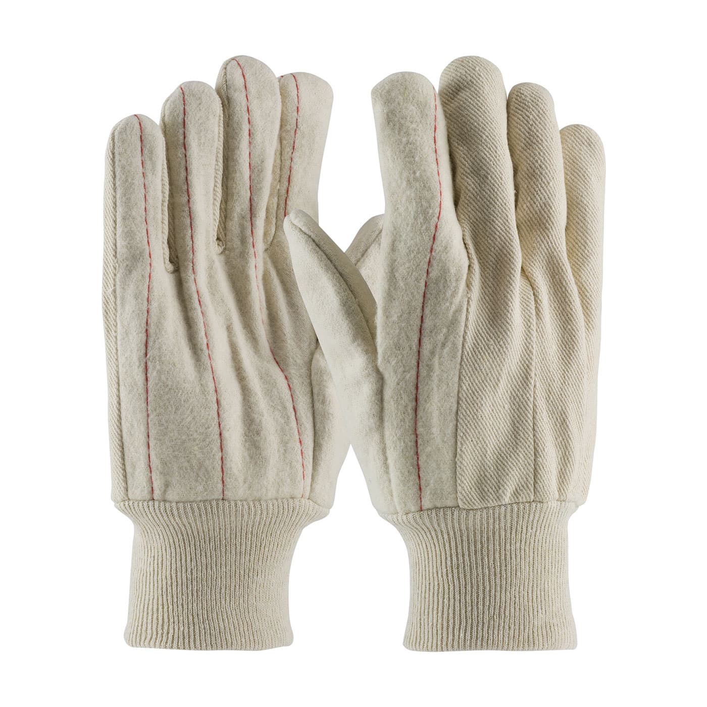 Cotton Canvas Double Palm Glove with Nap-Out Finish - Knit Wrist, Natural (92-918O) - MENS