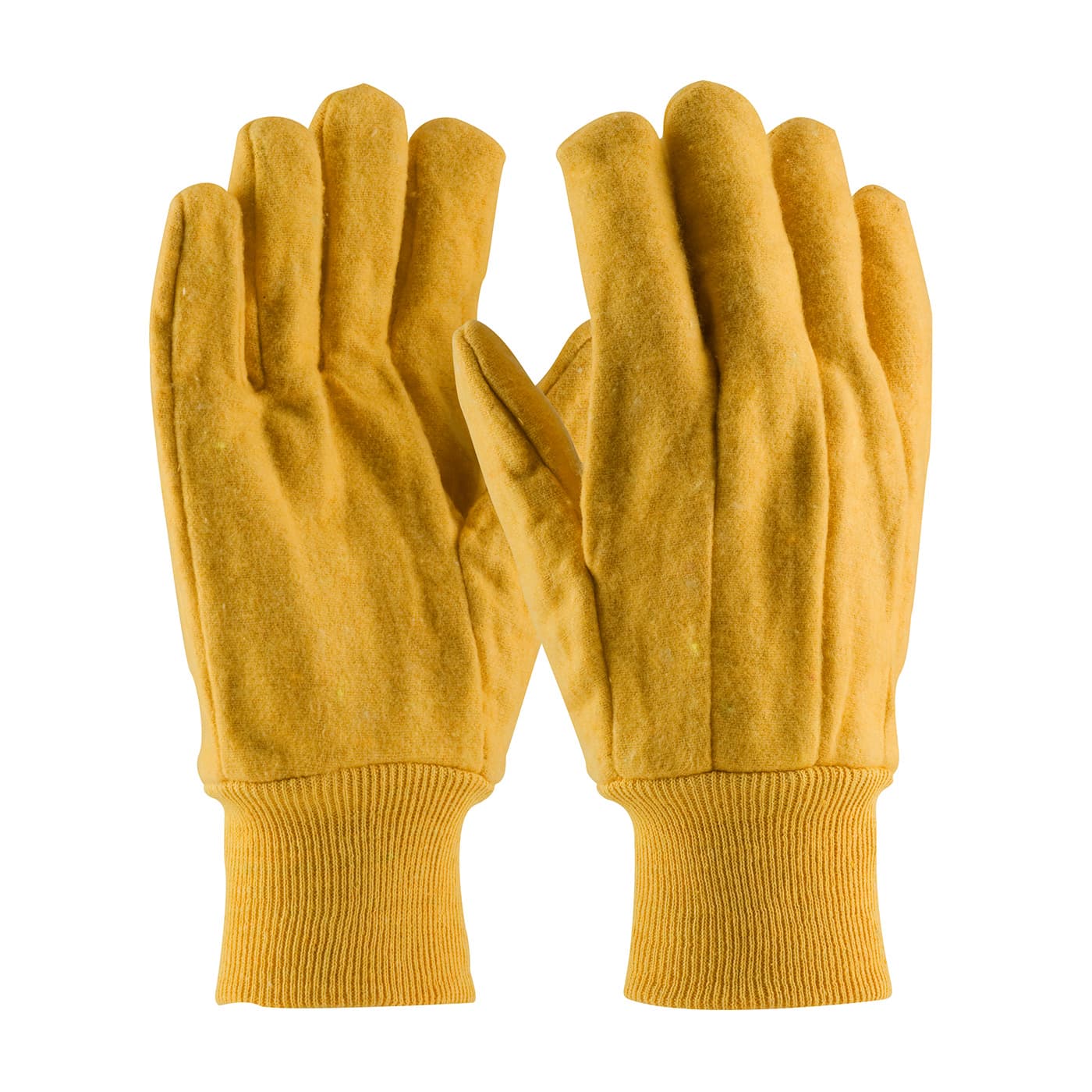 Economy Grade Chore Glove with Single Layer Palm, Single Layer Back and Nap-Out Finish - Knit Wrist, Gold (93-568) - MENS