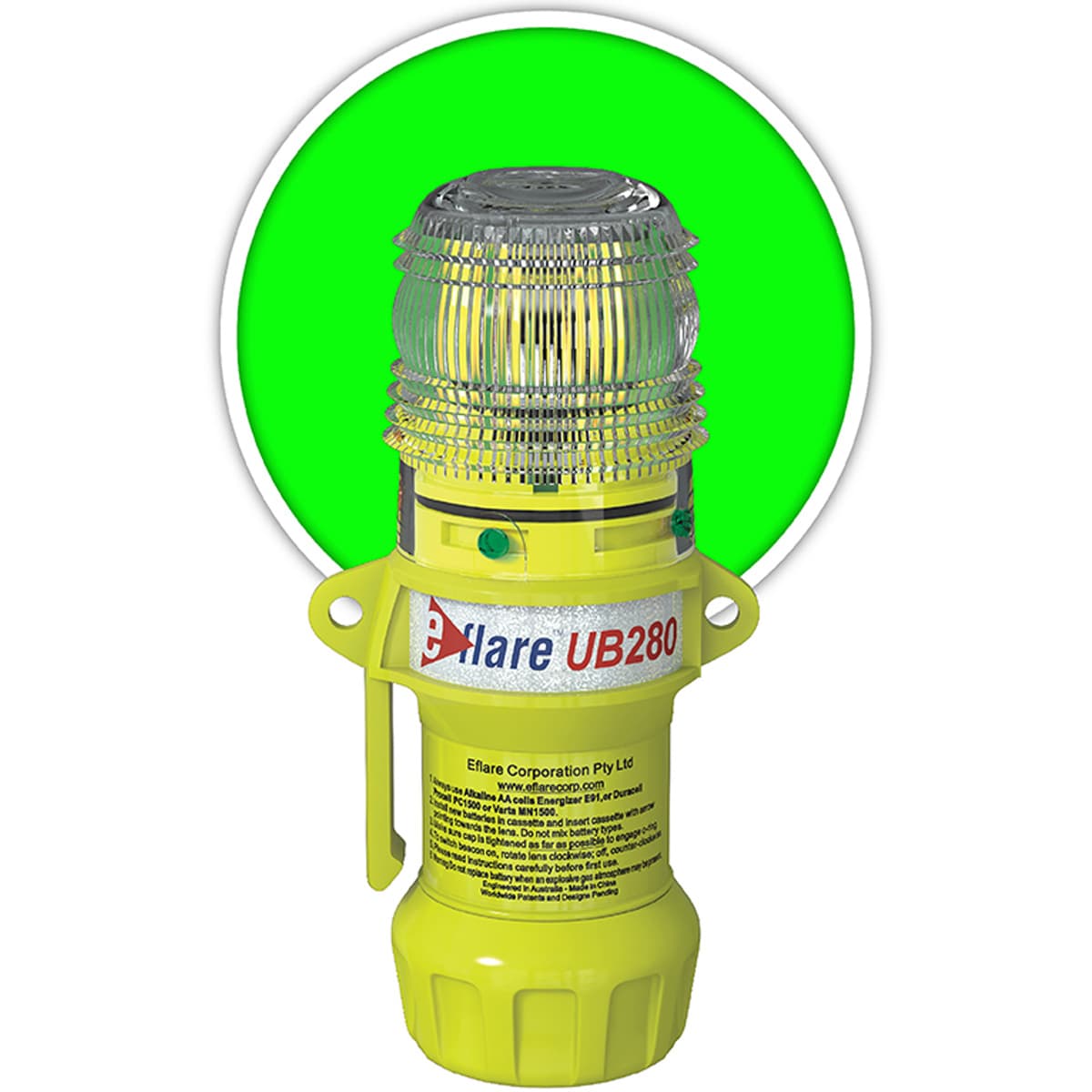 6in. Safety & Emergency Beacon - Flashing / Steady-On Green, Green (939-UB280-G) - 6