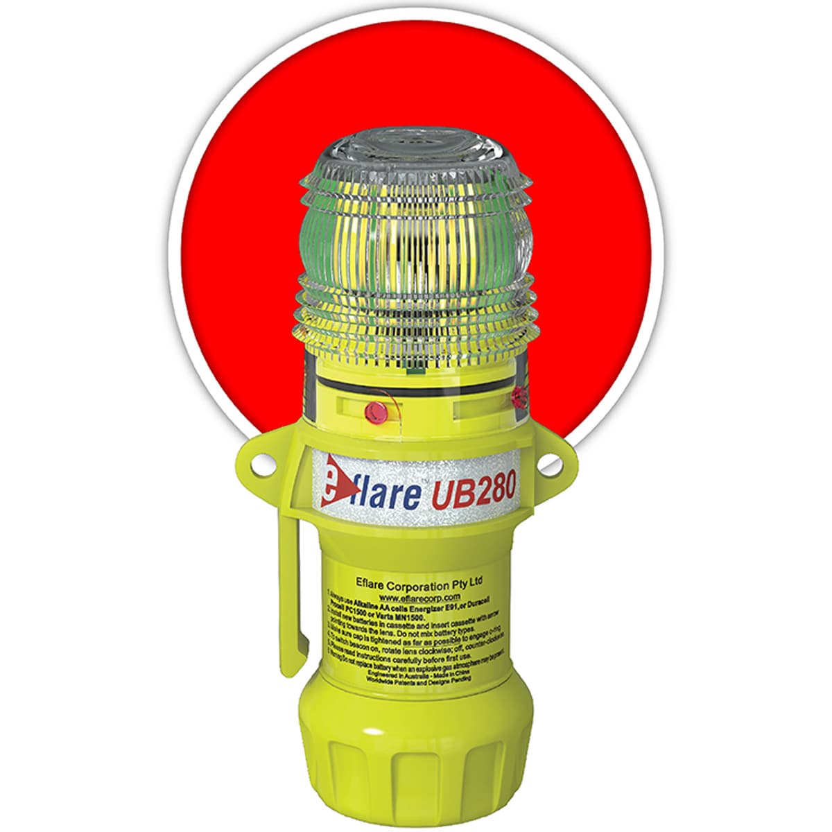 6in. Safety & Emergency Beacon - Flashing / Steady-On Red, Red (939-UB280-R) - 6