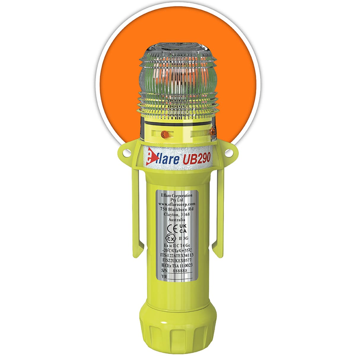 8in. Safety & Emergency Beacon - Flashing / Steady-On Amber, Amber (939-UB290-A) - 8_0