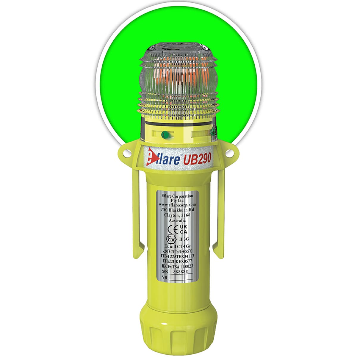 8in. Safety & Emergency Beacon - Flashing / Steady-On Green, Green (939-UB290-G) - 8