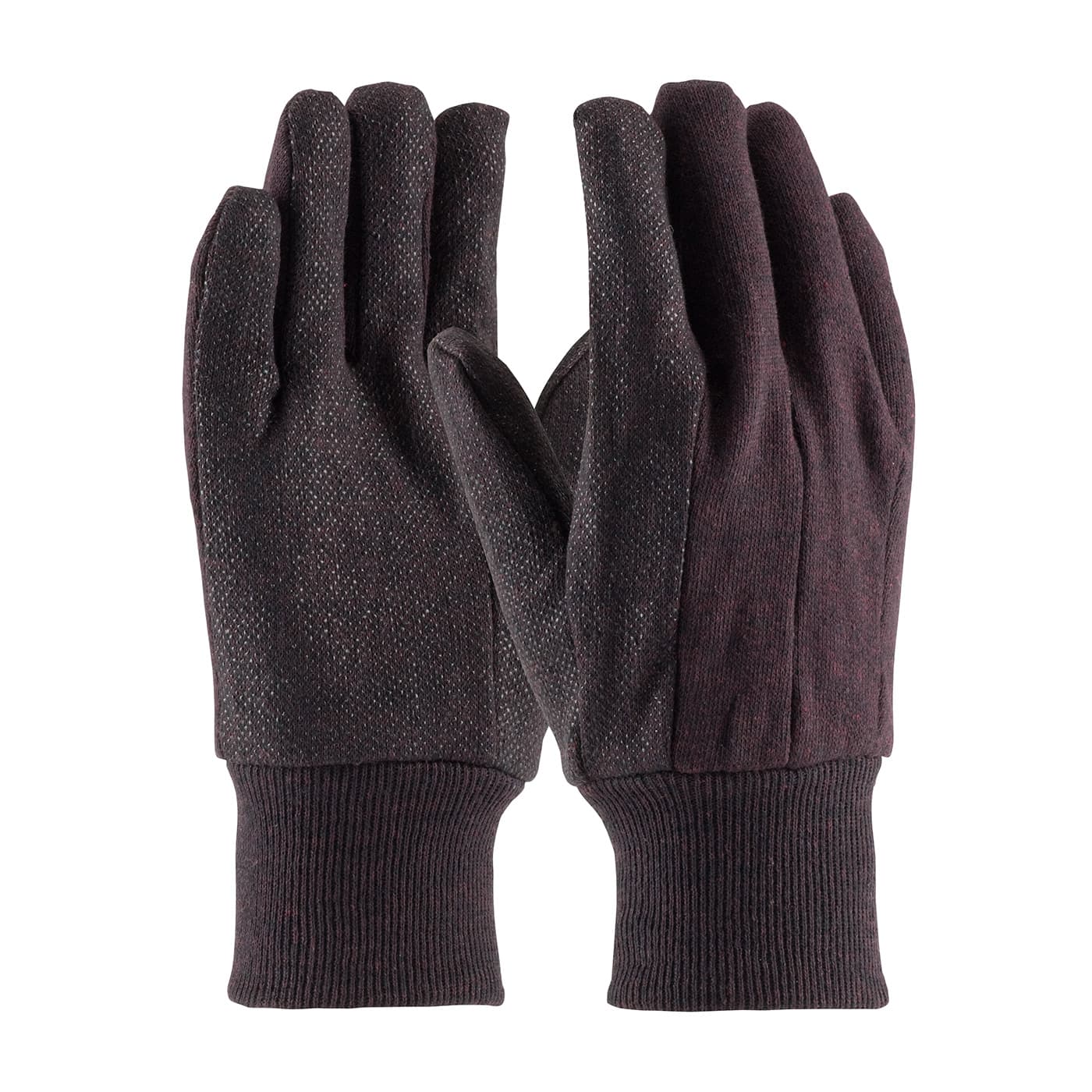 Regular Weight Polyester/Cotton Jersey Glove with PVC Dotted Grip - Men's, Brown (95-809PD) - MENS