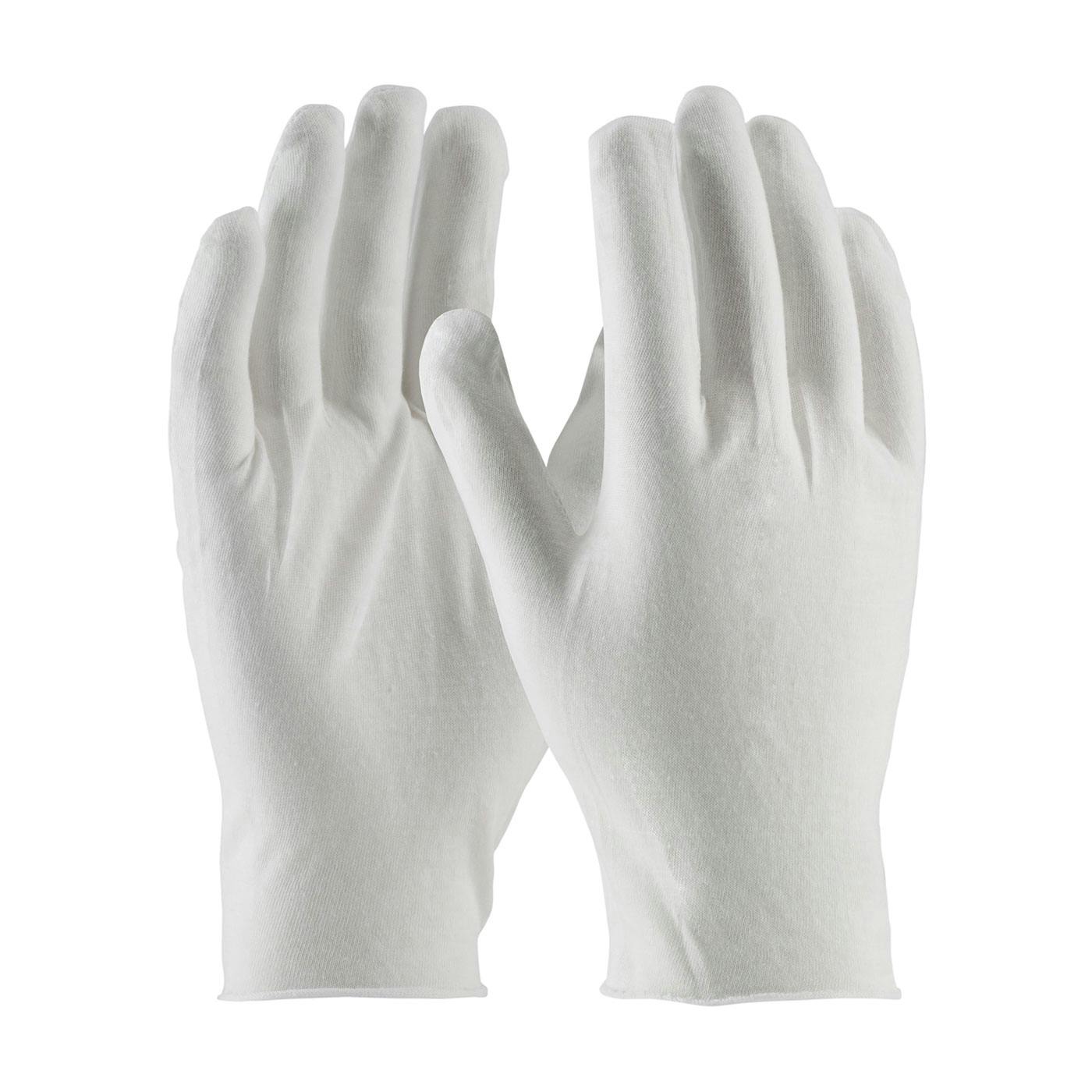 Premium, Light Weight Cotton Lisle Inspection Glove with Unhemmed Cuff - 10.5", White (97-500/10) - MENS