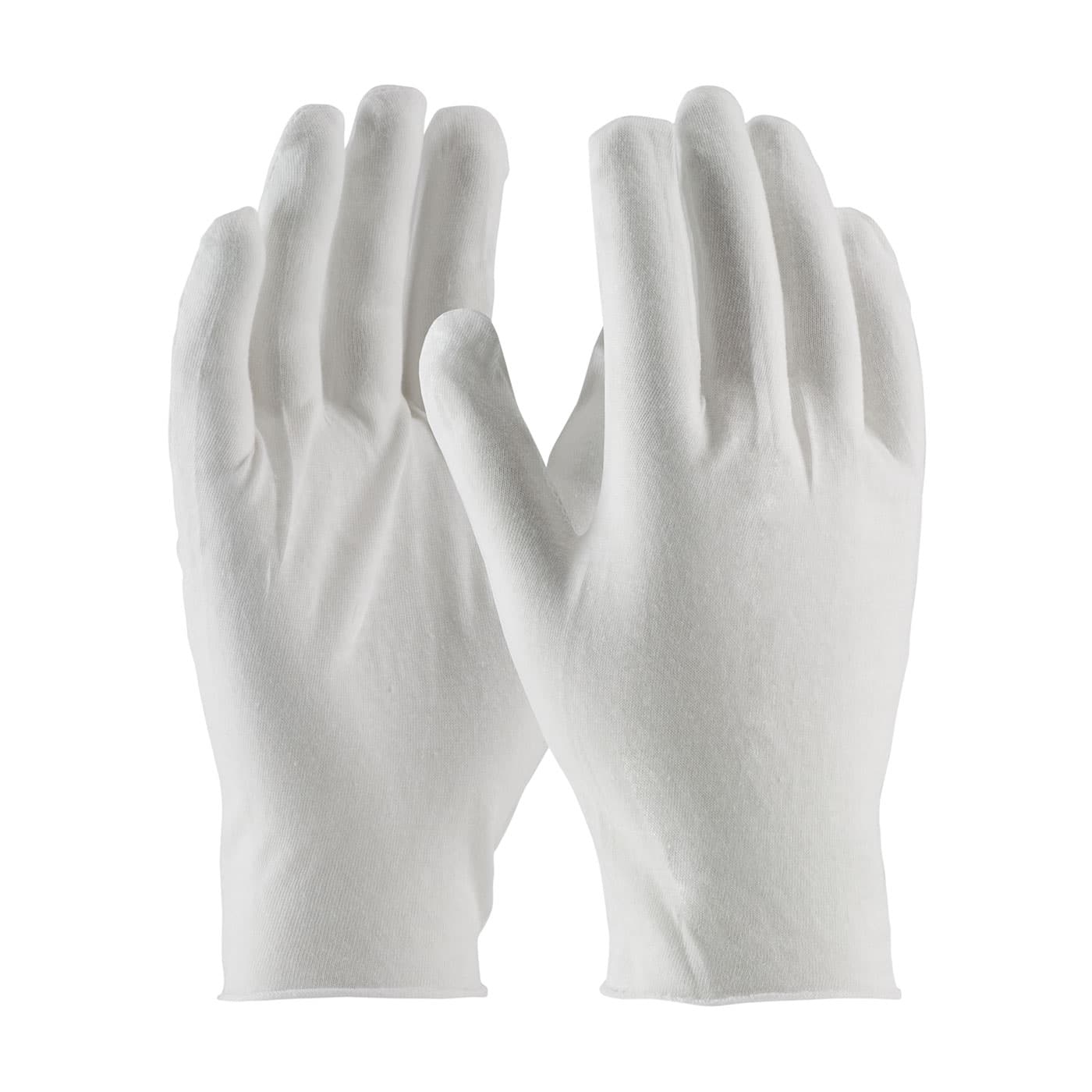 Premium, Light Weight Cotton Lisle Inspection Glove with Unhemmed Cuff - 10.5in., White (97-500/10) - MENS