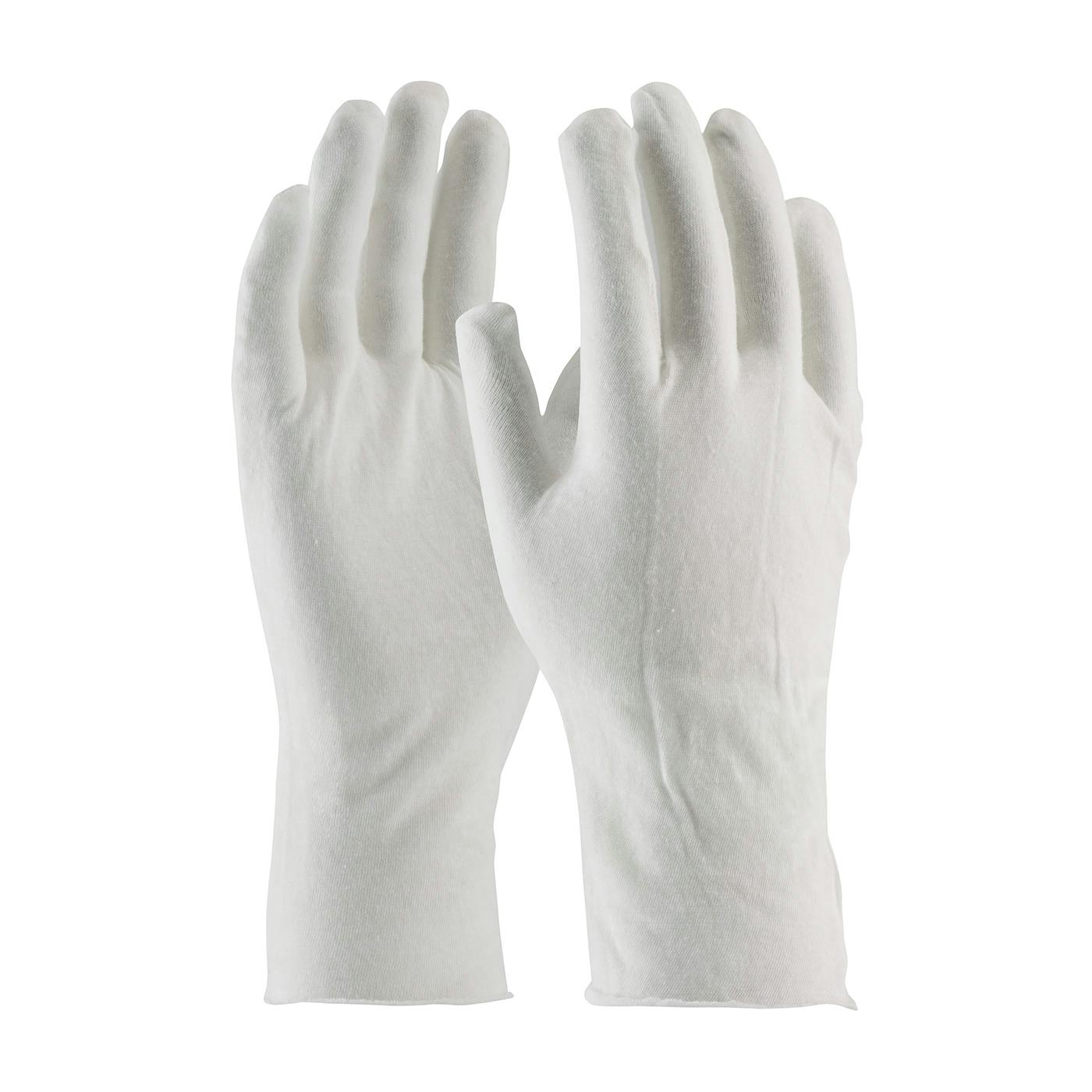 Premium, Light Weight Cotton Lisle Inspection Glove with Unhemmed Cuff - 12", White (97-500/12) - MENS
