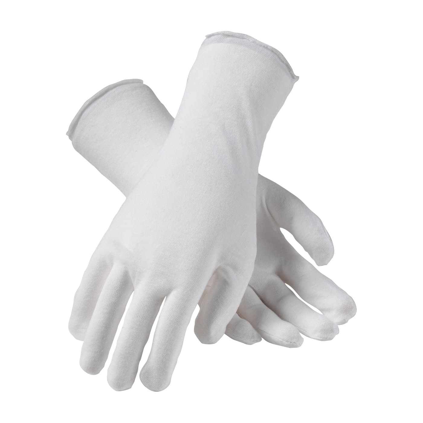 Premium, Light Weight Cotton Lisle Inspection Glove with Unhemmed Cuff - 12", White (97-500/12) - MENS_1