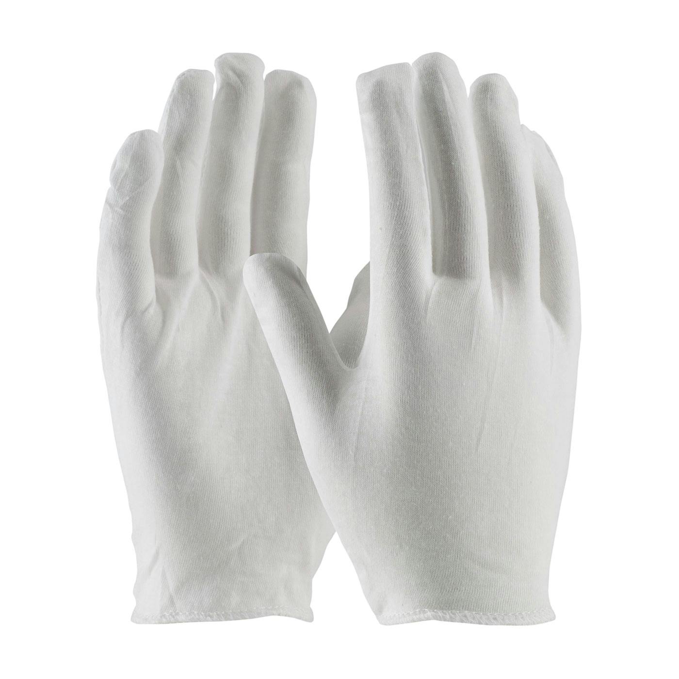 Premium, Light Weight Cotton Lisle Inspection Glove with Overcast Hem Cuff - Men's, White (97-500H) - MENS