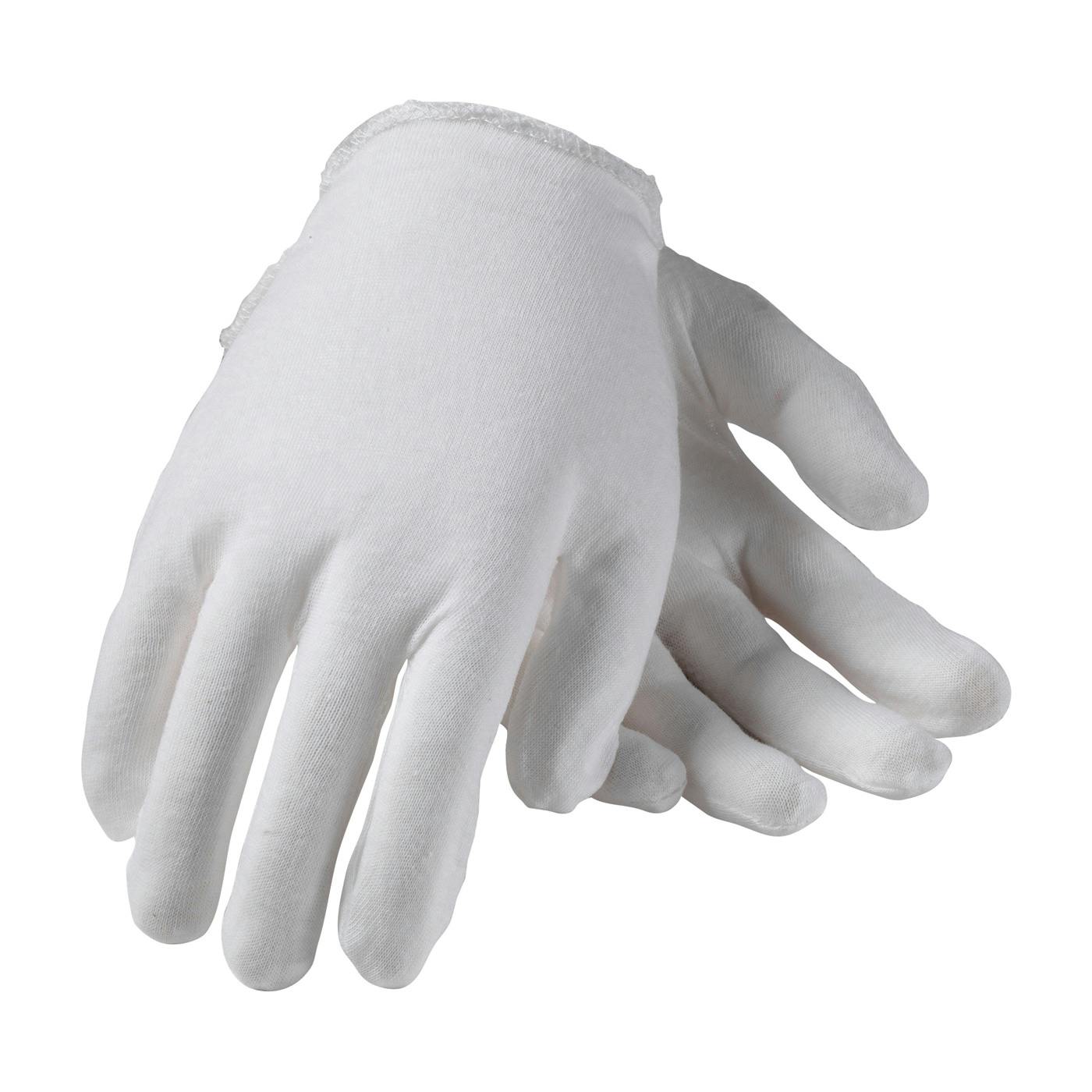 Premium, Light Weight Cotton Lisle Inspection Glove with Overcast Hem Cuff - Men's, White (97-500H) - MENS_1