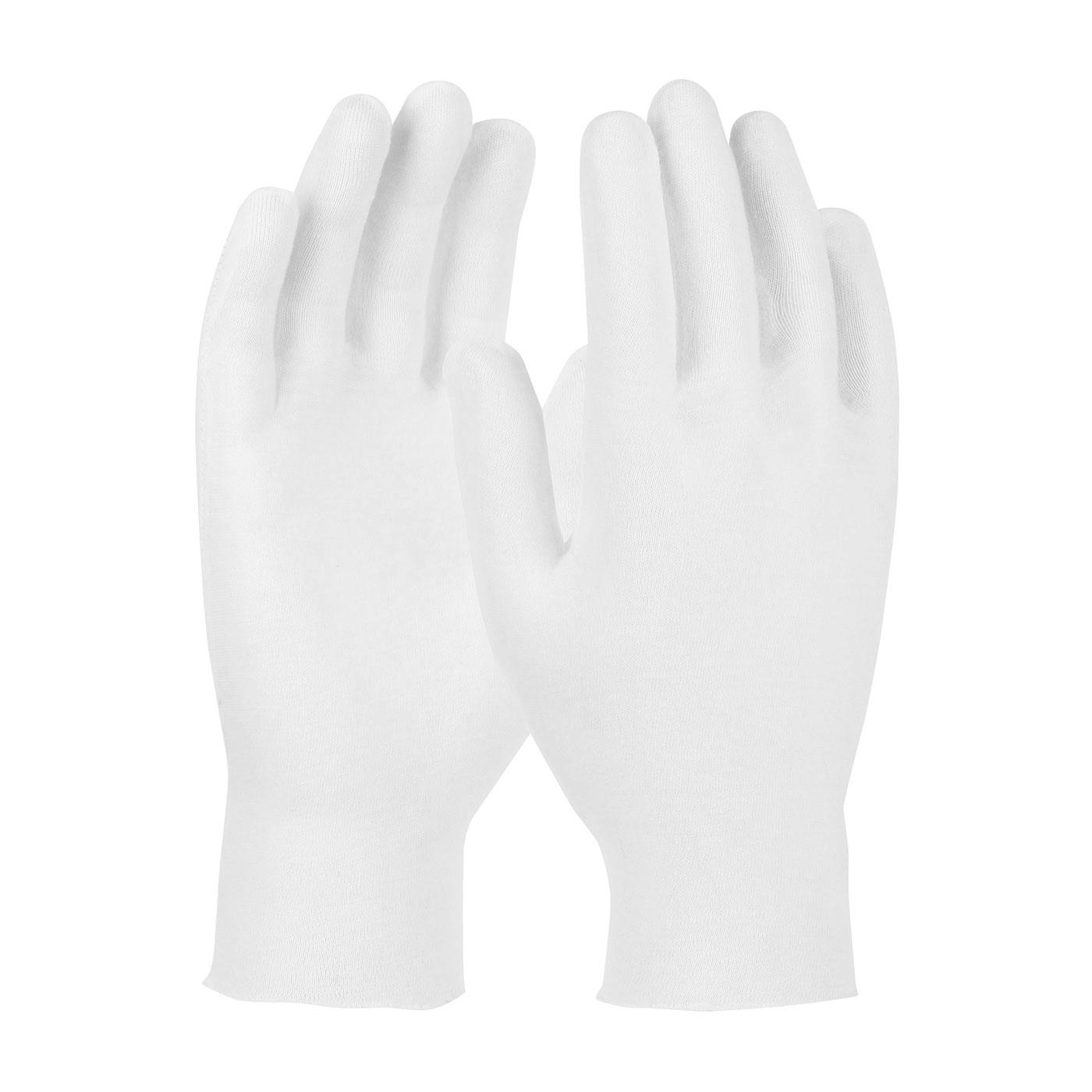 Premium, Light Weight Cotton Lisle Inspection Glove with Unhemmed Cuff - 10.5", White (97-501/10) - LADIES