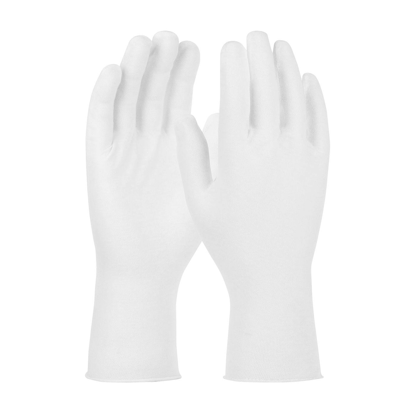 Premium, Light Weight Cotton Lisle Inspection Glove with Unhemmed Cuff - 12", White (97-501/12) - LADIES