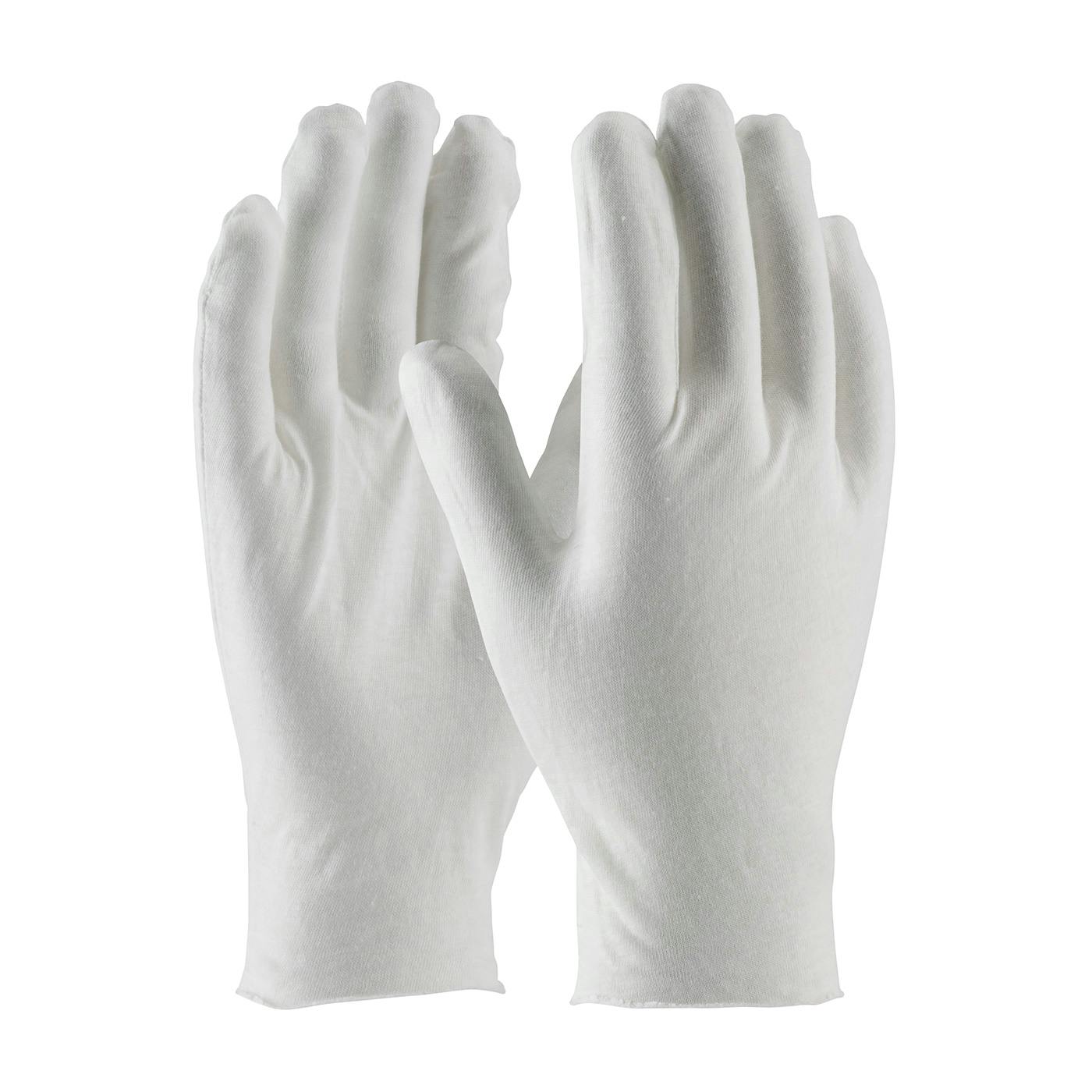 Medium Weight Cotton Lisle Inspection Glove with Unhemmed Cuff - 10.", White (97-520/10) - MENS
