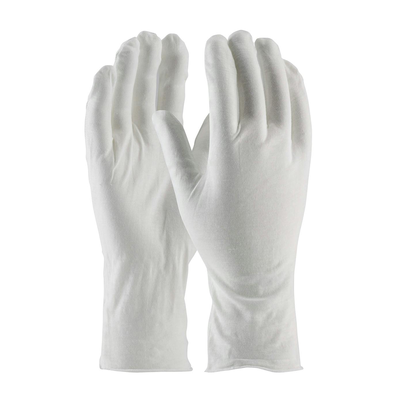 Medium Weight Cotton Lisle Inspection Glove with Unhemmed Cuff - 12", White (97-520/12) - MENS